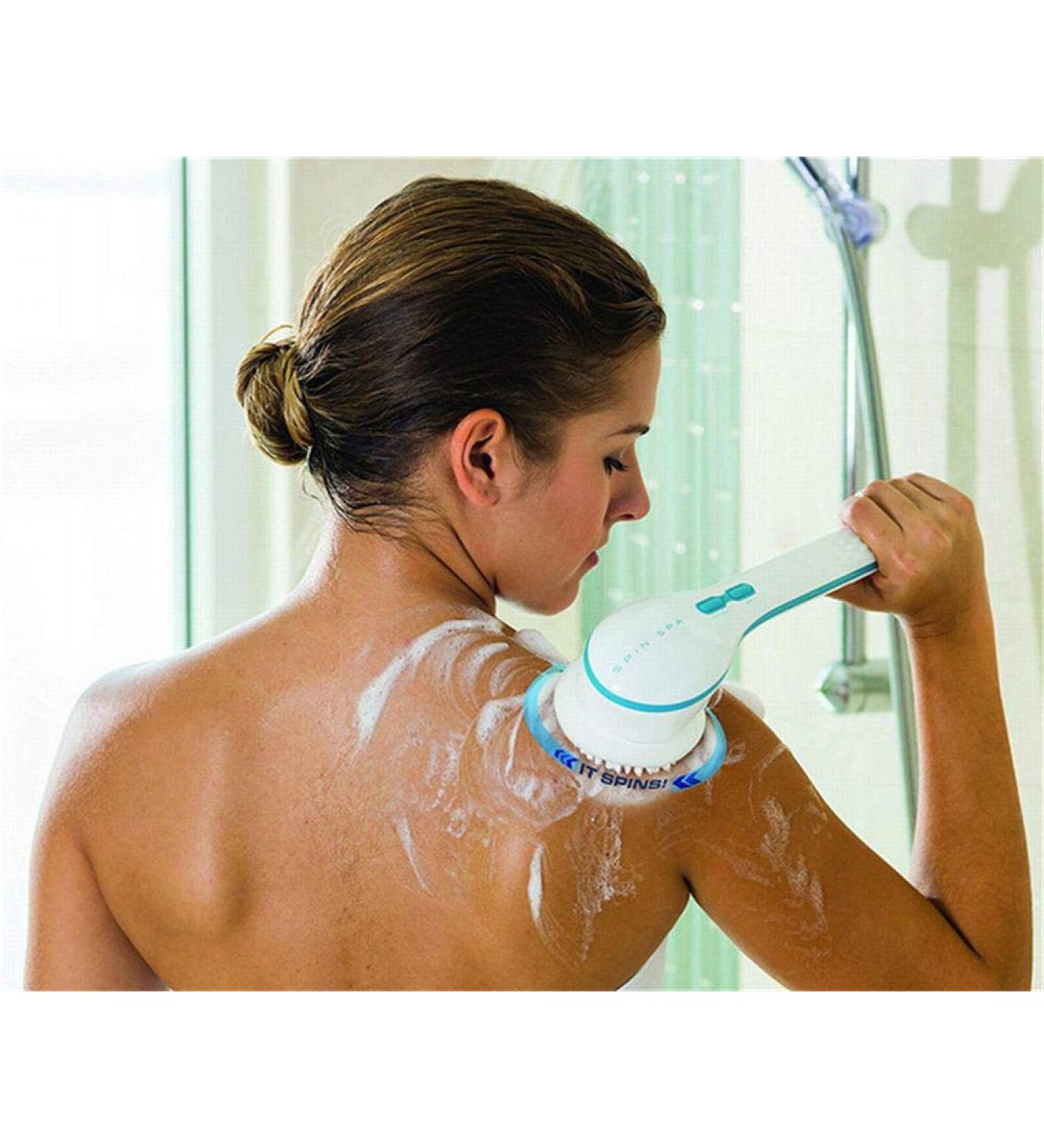 Electric Bath Brush Extra Long Handle 38cm - 4 in 1 Waterproof Back Scrubber for Men & Women - Perfect Shower Tool - Buy Online on GoSupps.com