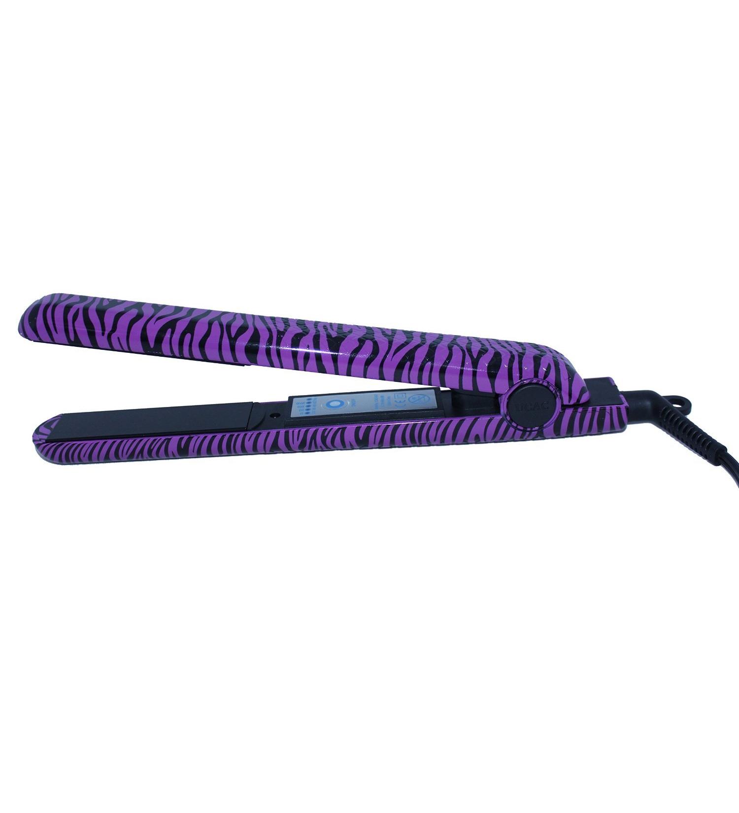 RoyalCraft Hair Straightener Iron Purple & Black Zebra Print Ceramic Professional Immediate Heat Up.