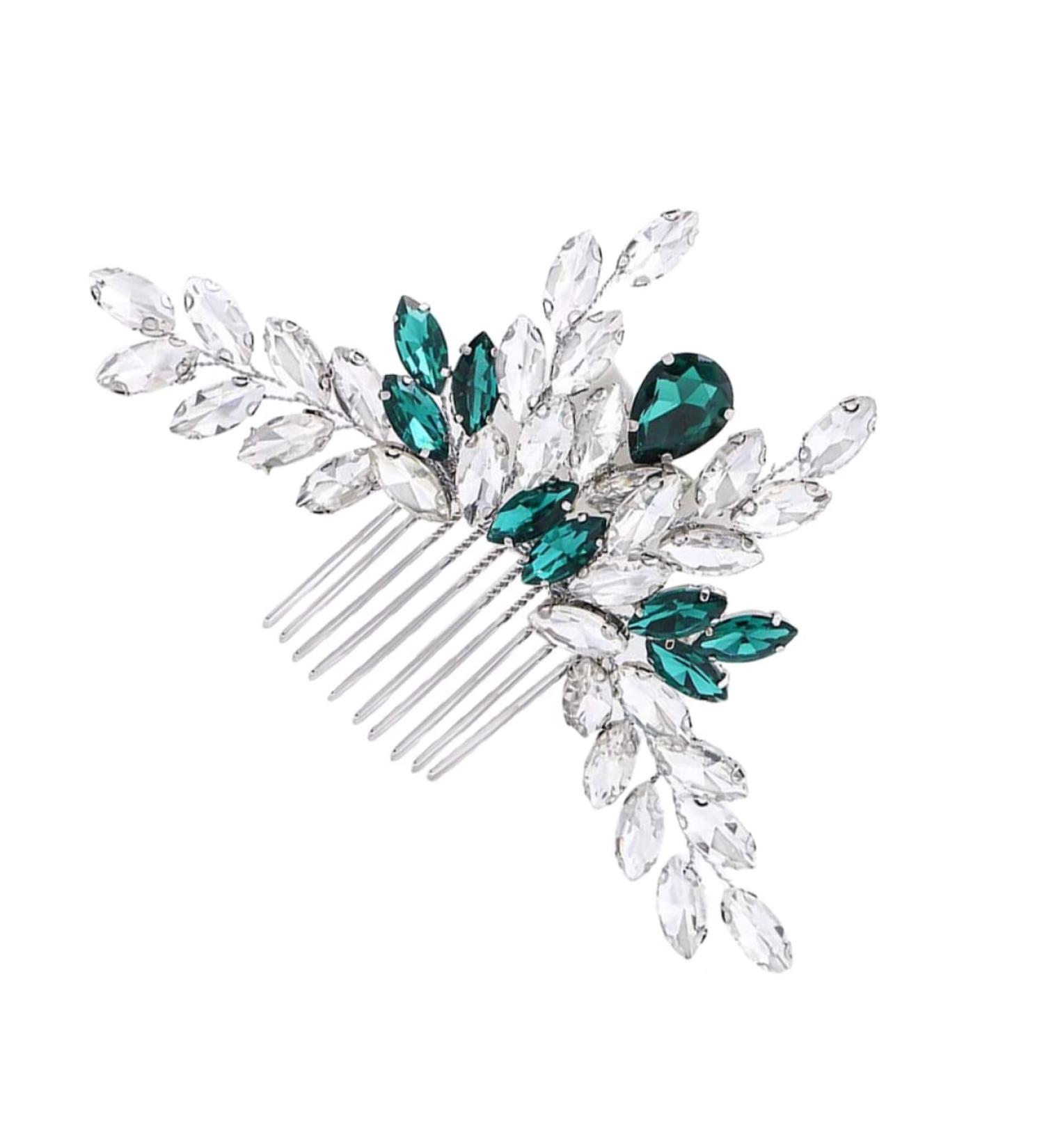 Beatifufu Bridal Comb Green Hair Accessories Hair Side Comb Bride Hair Insert Comb Bride Rhinestone Hair Comb Bride Hair Comb Bridal Hair Accessories Wedding Hair Comb - Buy Online on GoSupps.com