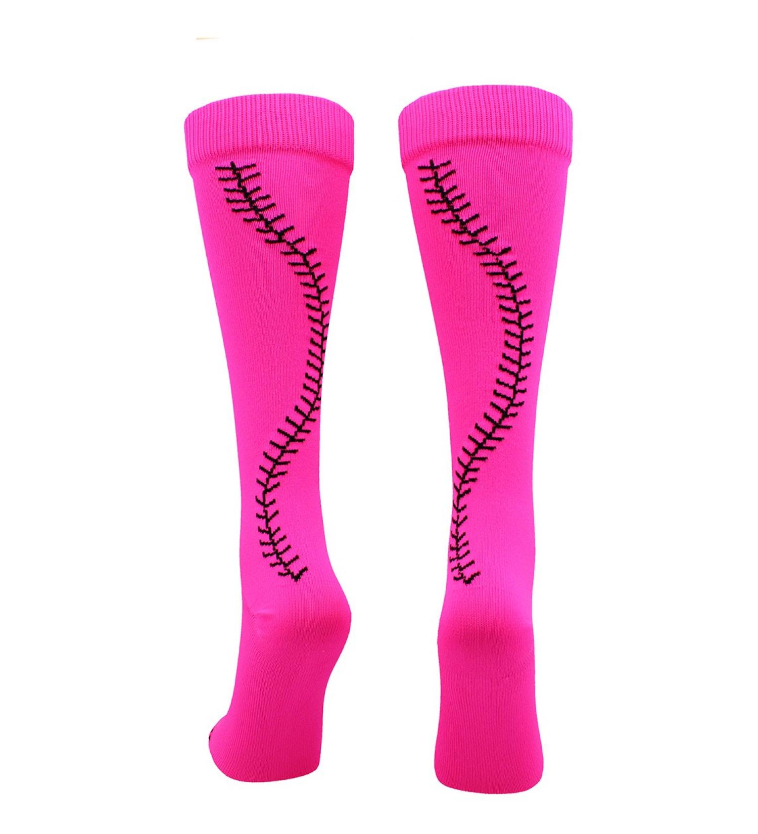 MadSportsStuff Softball Socks - Neon Pink/Black - Knee High for Girls/Women - Size Medium - Buy Online on GoSupps.com