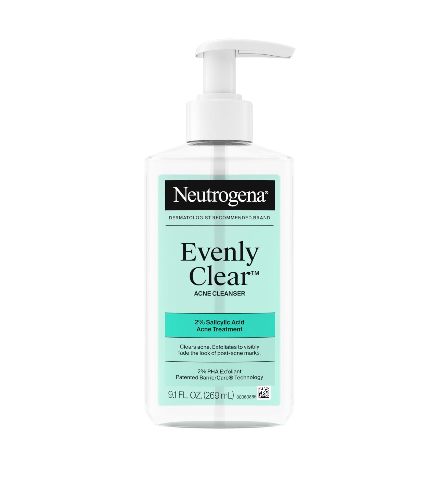 Neutrogena Evenly Clear Acne Cleanser with 2% Salicylic Acid & 2% PHA Exfoliant Gentle Foaming Face Wash Clears Clogged Pores & Blackheads While Visibly Fading Look of Post-Acne Marks 9.1 fl. oz - Buy Online on GoSupps.com