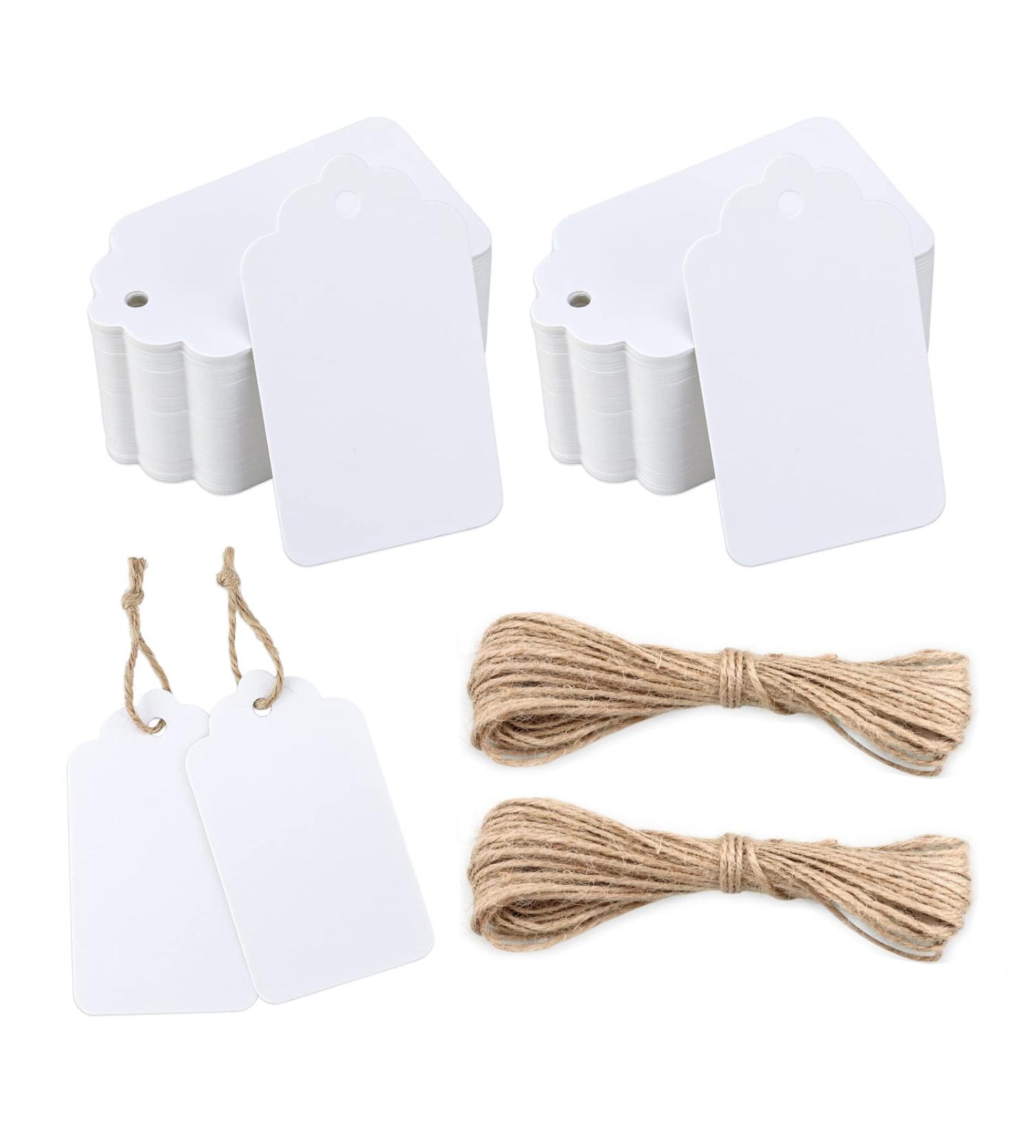 100Pcs White Kraft Paper Gift Tags with String - Blank Labeling Tags for Crafts, Weddings, Parties - 2.75 x1.57 inch - Buy Online on GoSupps.com