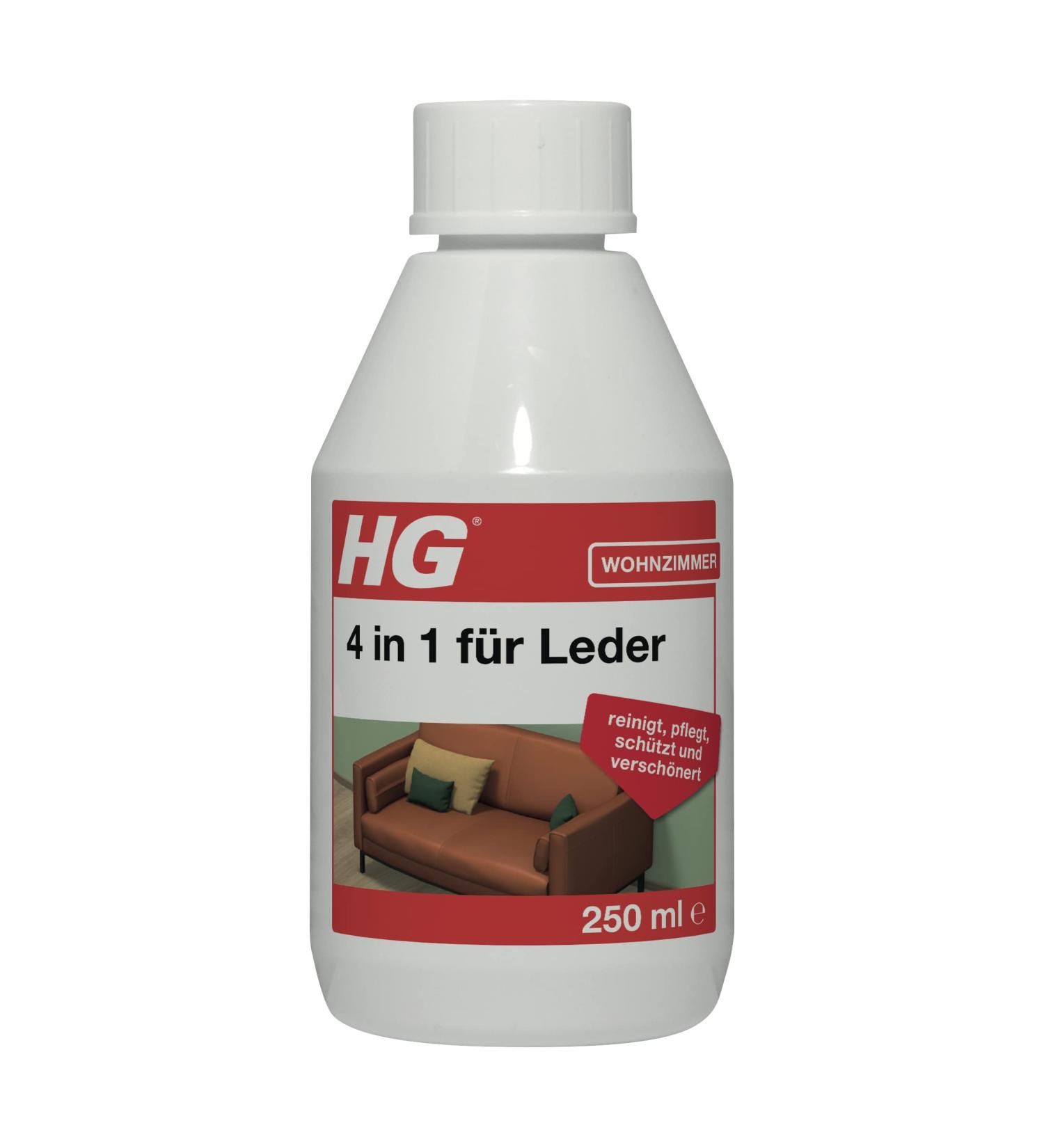 HG 4 in 1 Leather Cleaner & Care - Protects Maintains Embellishes & Cleans Real & Synthetic Leather - 250 ml for Furniture Car Seats & Bags - Buy Online on GoSupps.com
