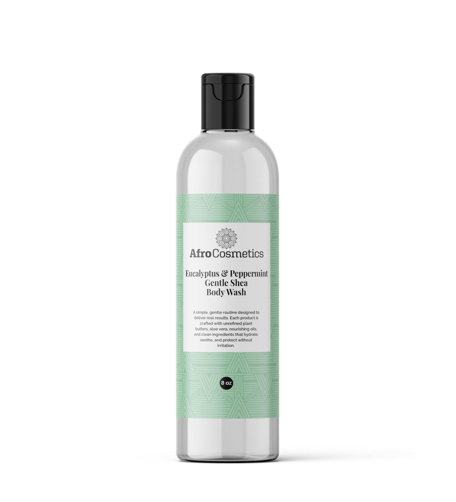 AFROCOSMETICS Gentle Shea Body Wash- Eucalyptus and Peppermint 8 oz