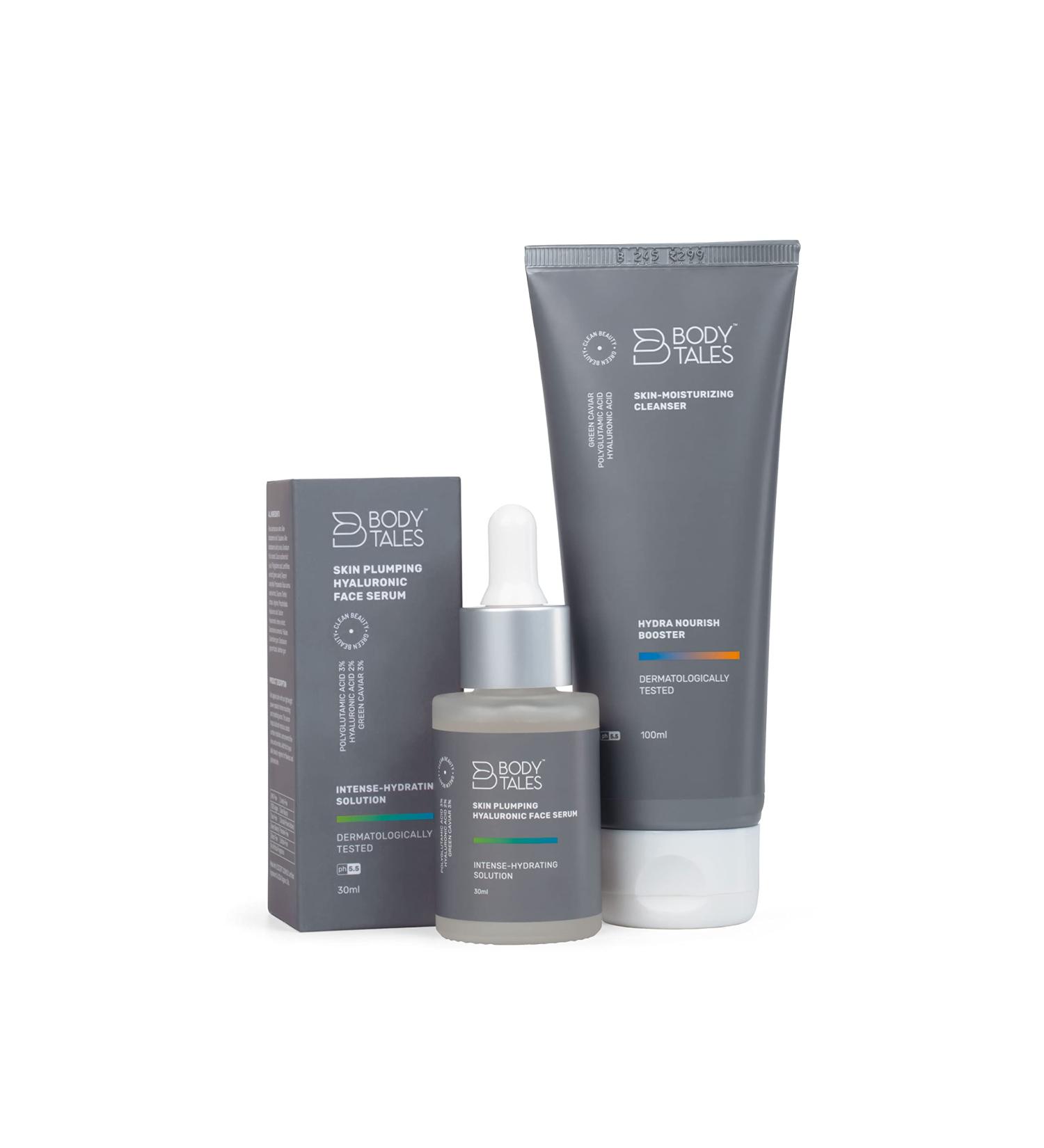 Moisturizing Skin Care Combo | Hyaluronic Serum & Hydrating Cleanser for All Skin Types | Glowing Skincare Kit - Buy Online on GoSupps.com