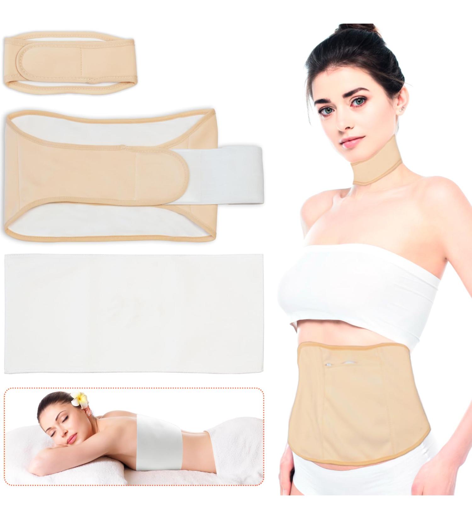 4 Piece Reusable Castor Oil Pack Wrap - Biobaumwolle Elastic Plus Size for Belly Stomach Neck Back & Breast | International Shipping - Buy Online on GoSupps.com
