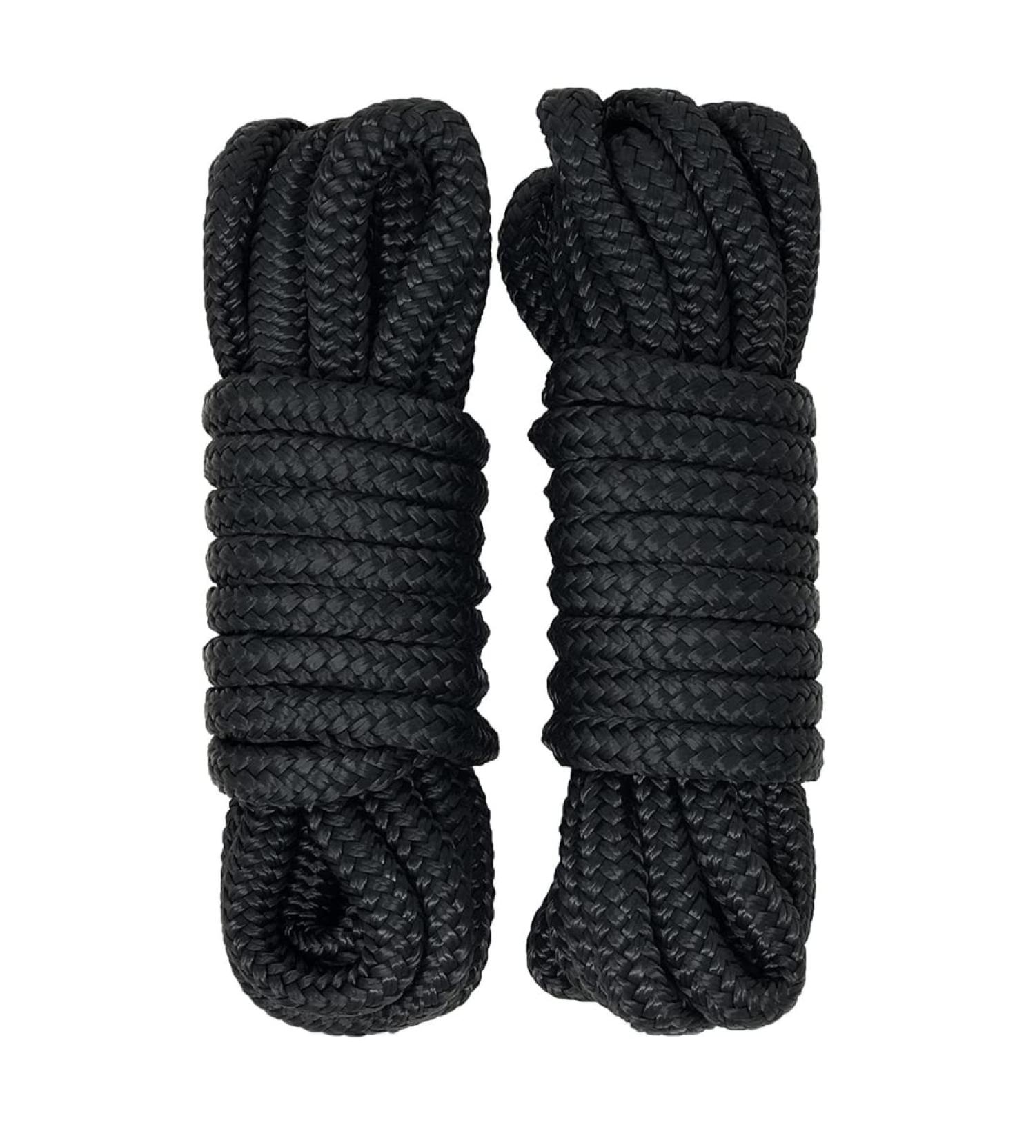 Rainier Supply Co. Premium Double Braided Nylon Dock Lines 2-Pack - 15 ft x 3/8 inch Boat Rope - Mooring Lines with 12 Eyelet - Black - Buy Online on GoSupps.com