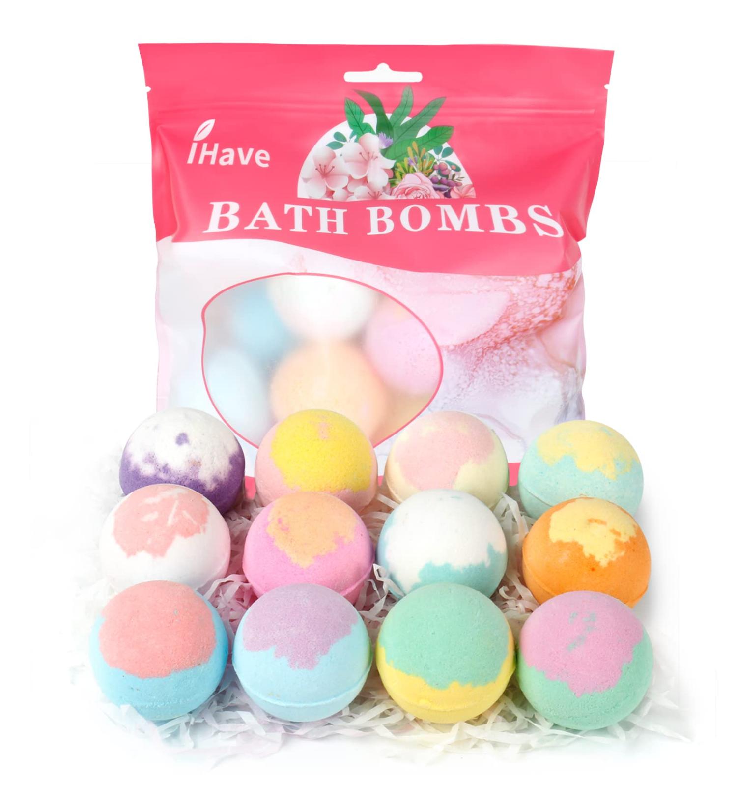 iHave 12 Small Bath Bomb Bubble Bath Set for Women - Natural Handmade Spa Gifts with Essential Oils - Romantic Gifts for Her (Pack of 12) - Buy Online on GoSupps.com