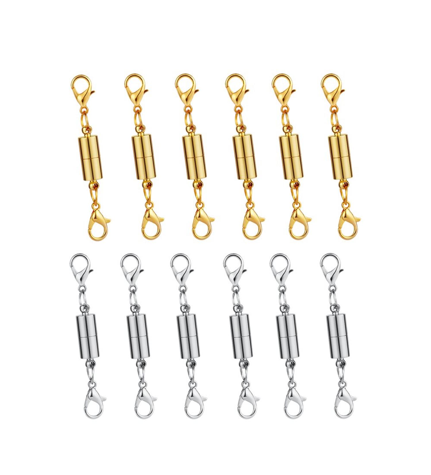 12pc Gold & Silver Magnetic Lobster Clasp Set for Jewelry - Necklace, Bracelet - Buy Online on GoSupps.com