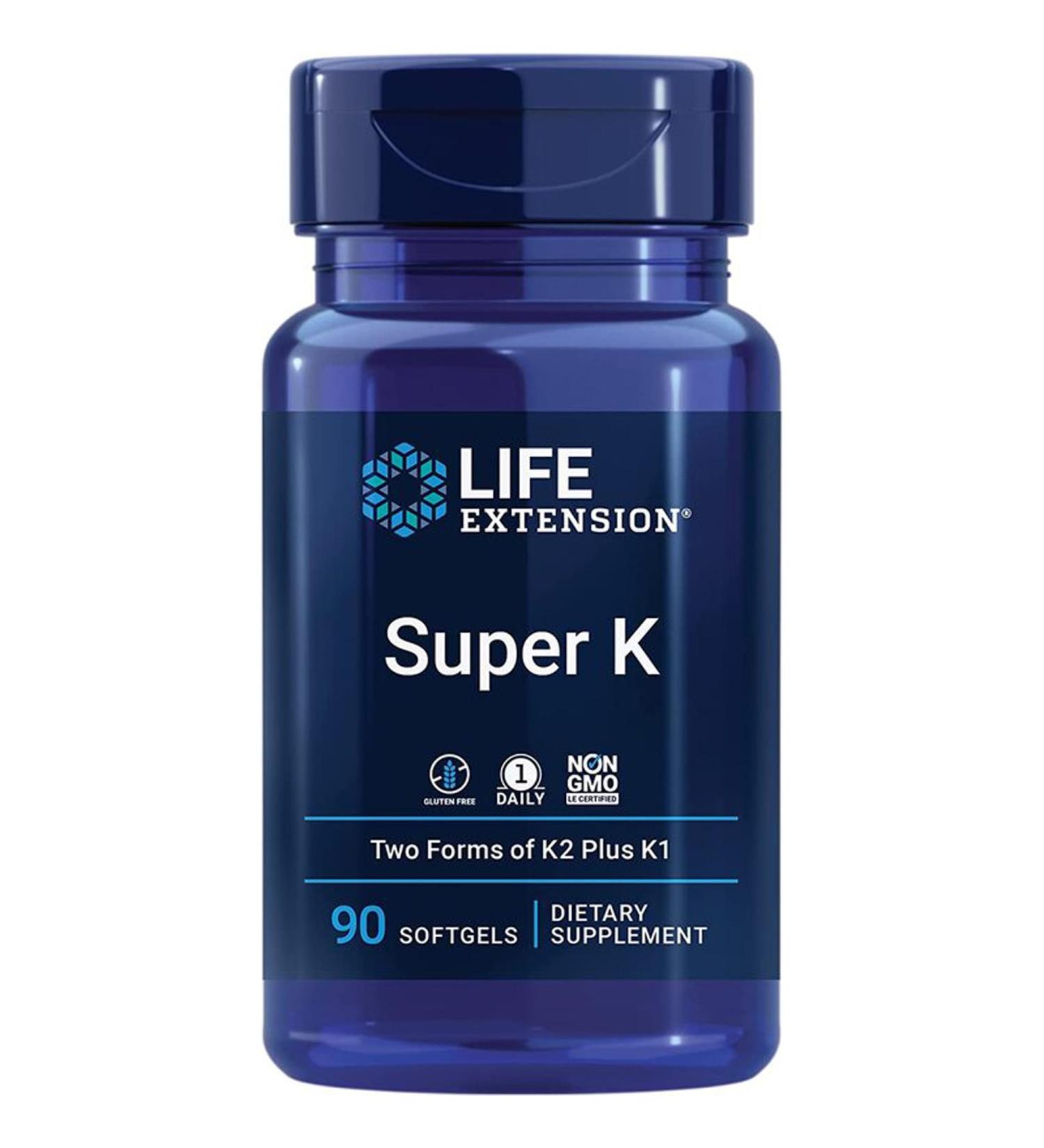 Life Extension Super K with MK-7 Depot High Dosed 90 Soft Capsules Lab Tested Gluten Free Soy Free Non-GMO - Buy Online on GoSupps.com
