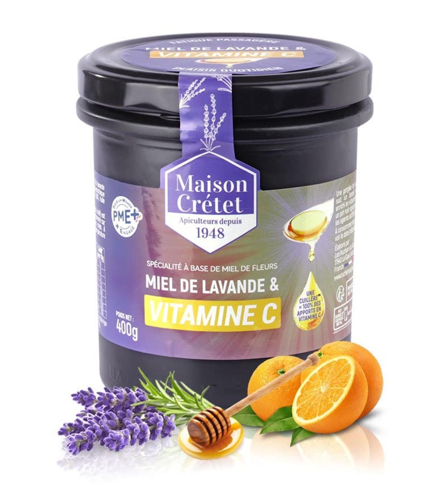 Maison Cr tet | Lavender Honey and Vitamin C | made in France | Opaque black glass jar | preparation in 400gr jar - Buy Online on GoSupps.com