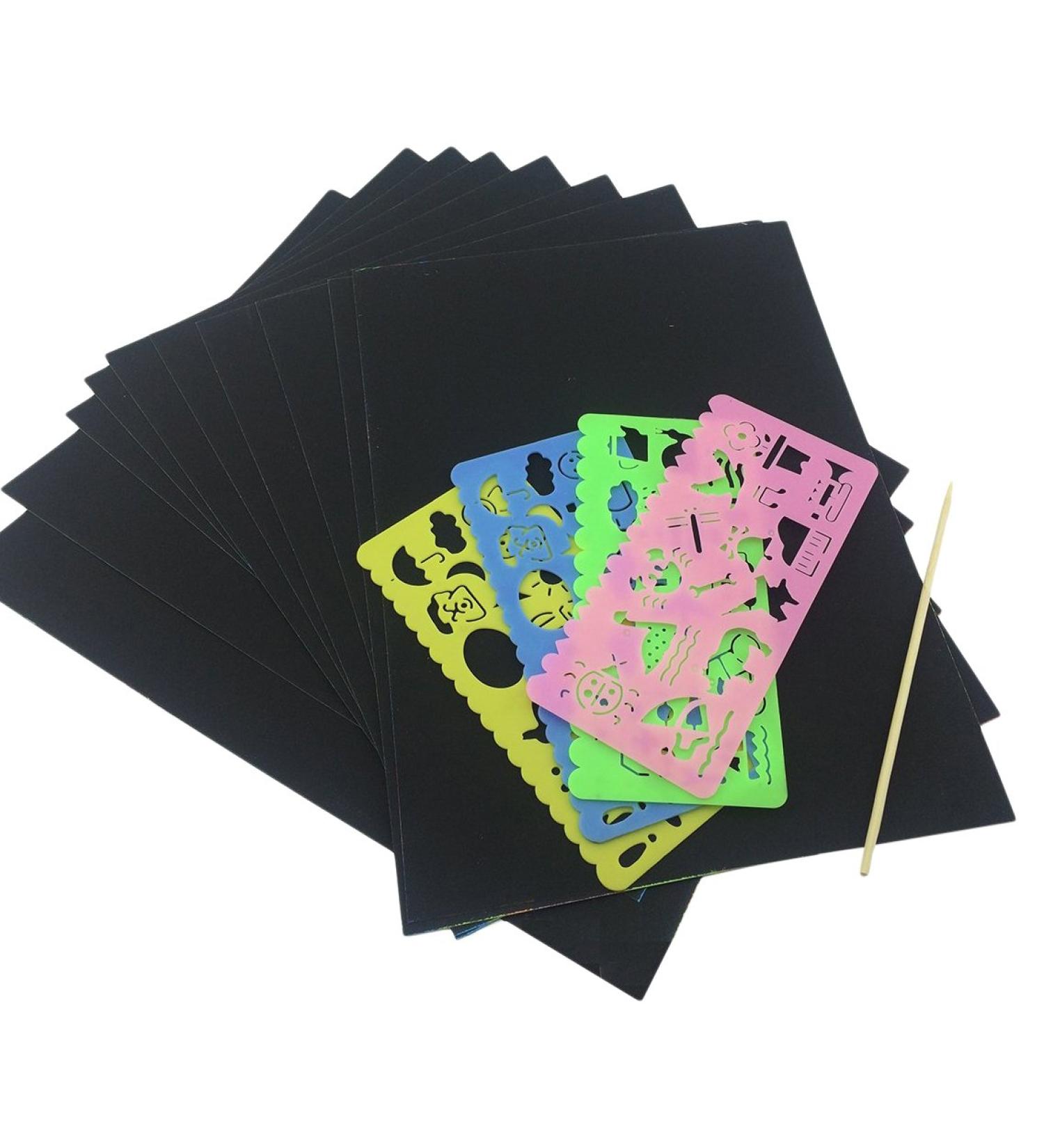 Mseeur Scratch and Sketch Art Papers, Scratch Art Rainbow with Two Stylus and Four of The Rulers