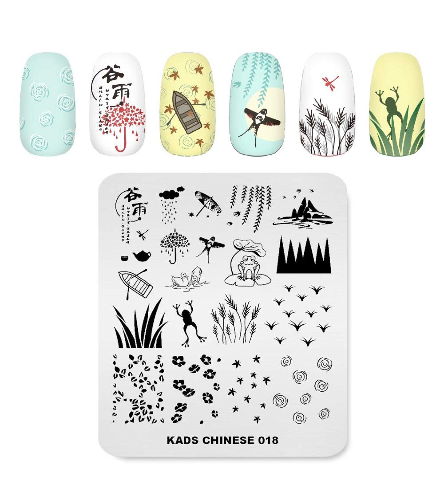 KADS Nail Art Stamping Plate CN018 - Spring Dragon Frog Duck Designs for Creative Nail Decoration - Buy Online on GoSupps.com