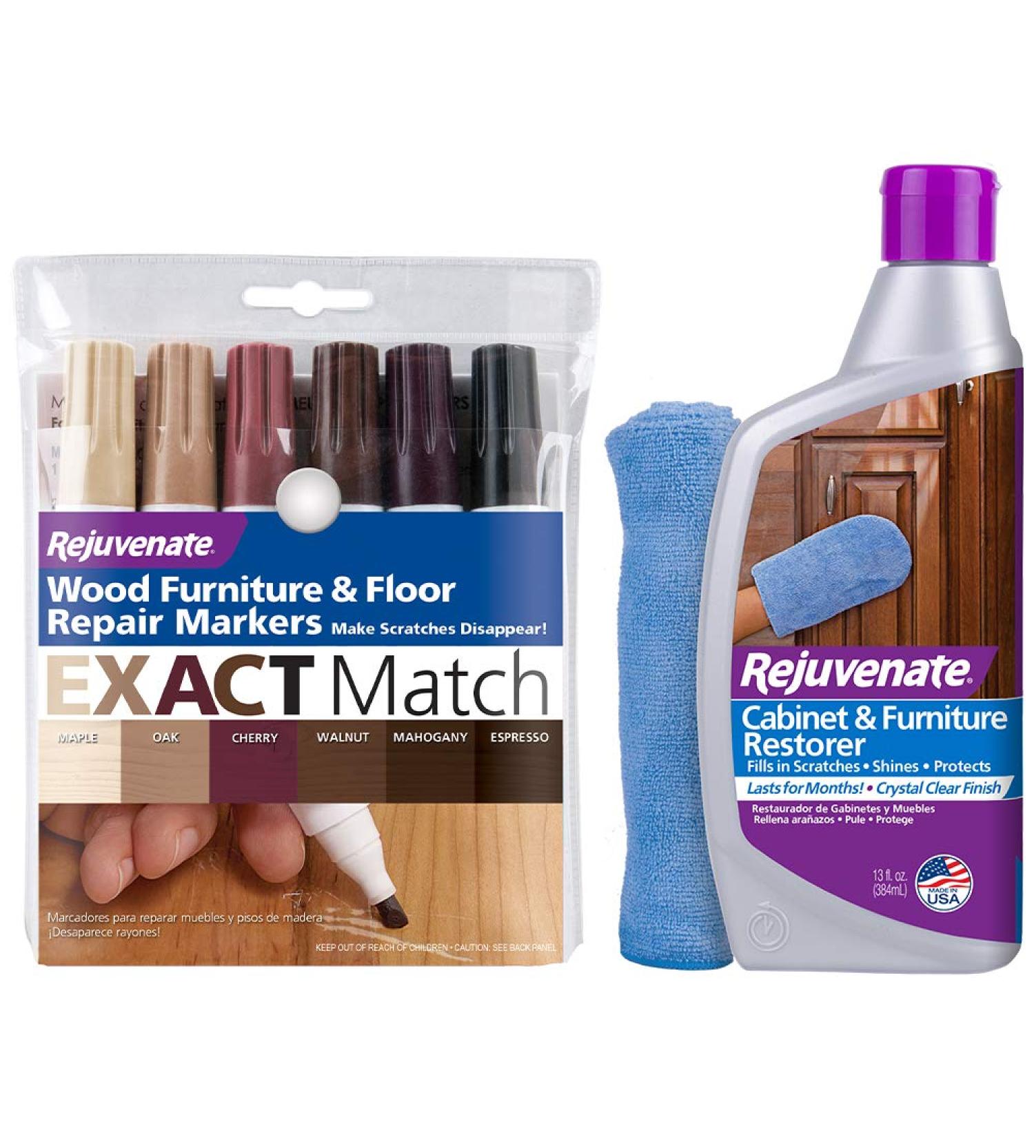 Rejuvenate Wood Furniture & Floor Repair Markers 13oz - Seals, Protects, Fills Scratches - Cabinet & Furniture Restorer - Buy Online on GoSupps.com