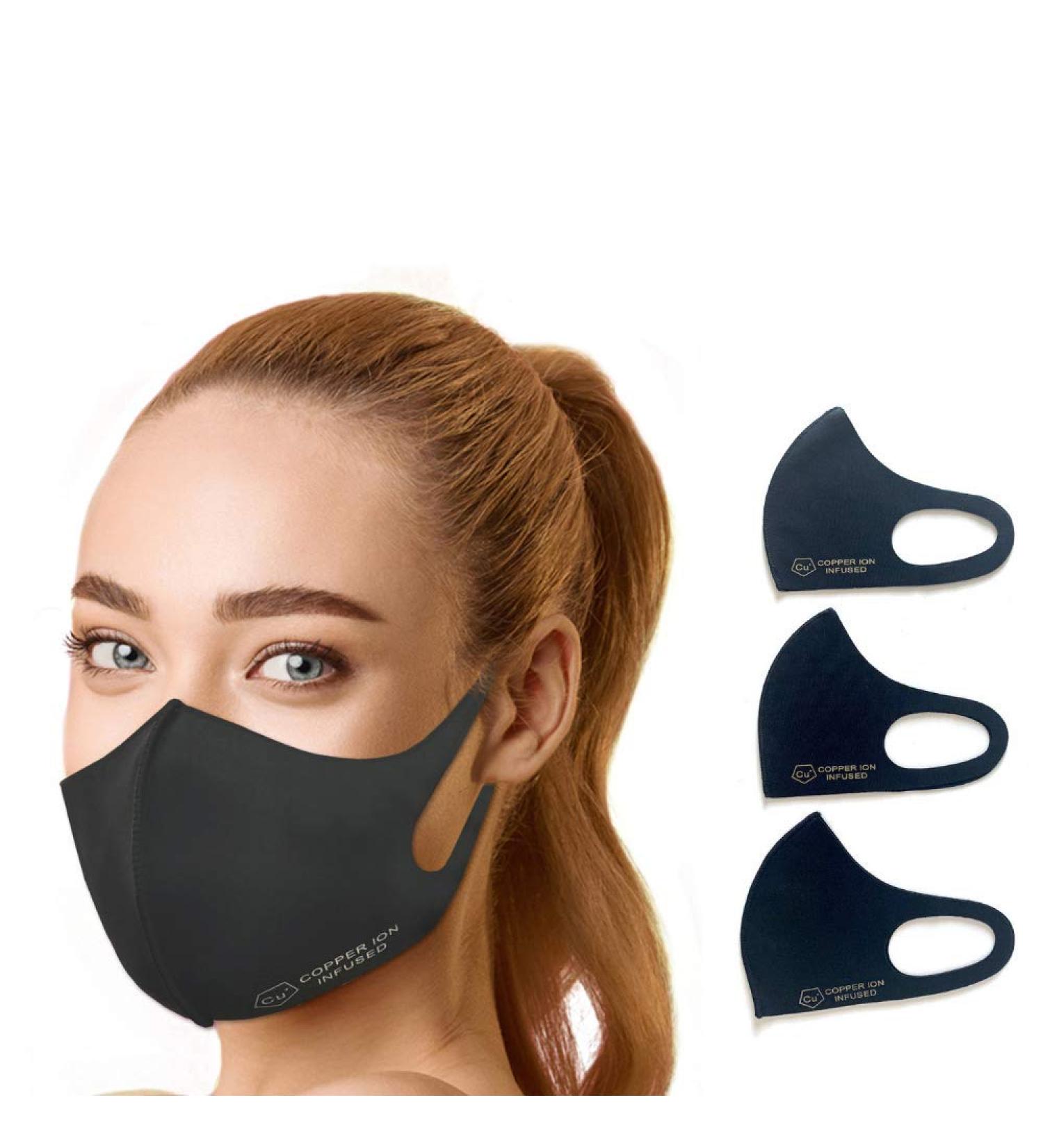 3-pack Spandex Blend Masks. Designed for women of all ages and children ages 8-14. 2 Layer Copper Ion infused Durable Face Mask. Enhanced Protection Extra Soft & Gentle on the Skin Reusable and Washable. Perfect for Gym use. - Buy Online on GoSupps.com