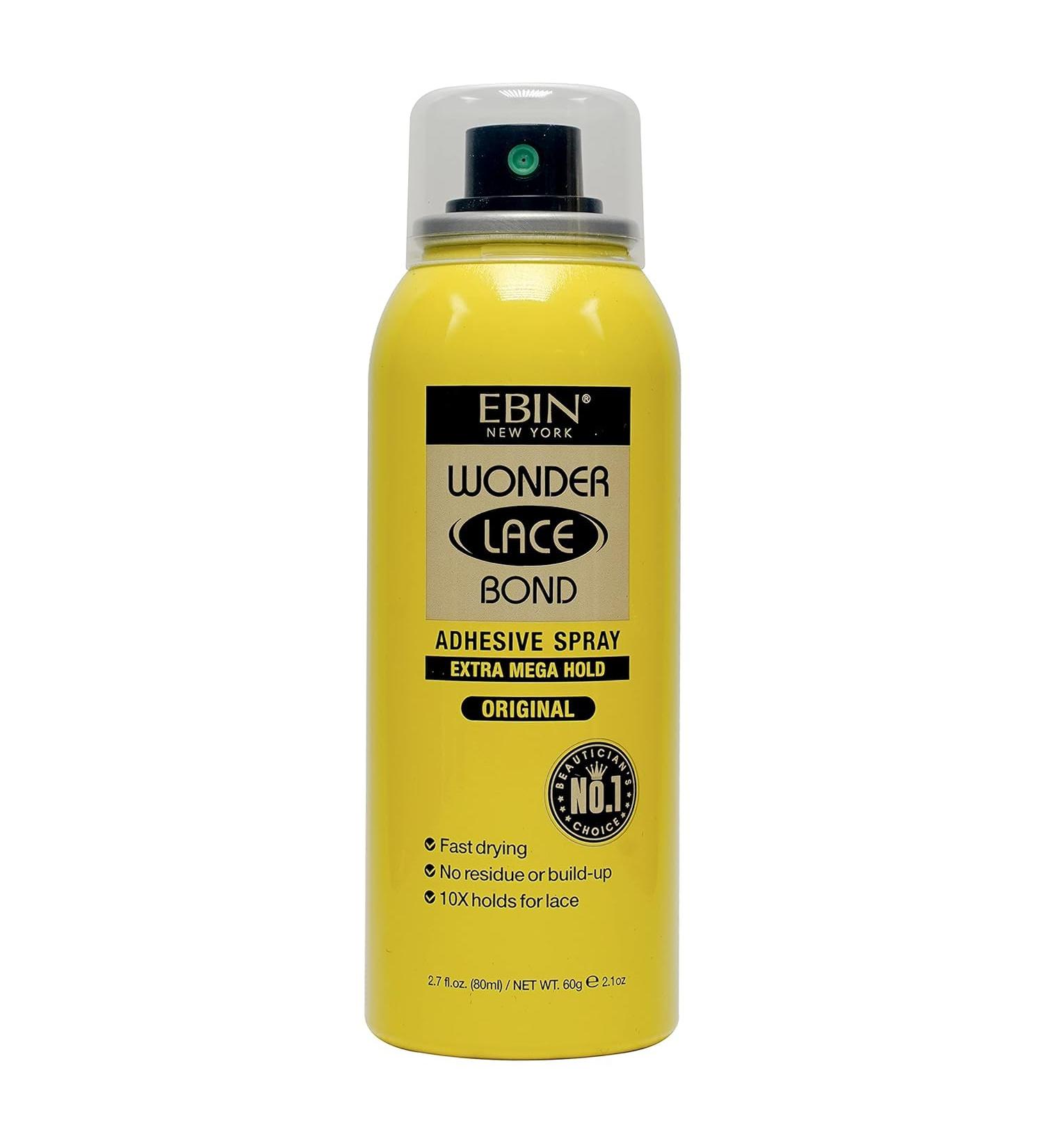 EBIN NEW YORK Wonder Lace Bond Adhesive Spray Original - Extra Mega Hold 2.7oz/ 80ml | Daily Use Fast Drying No Residue No Build-up Powerful Hold All-day Hold Daily Wig Application Original 2.82 Fl Oz (Pack of 1) - Buy Online on GoSupps.com