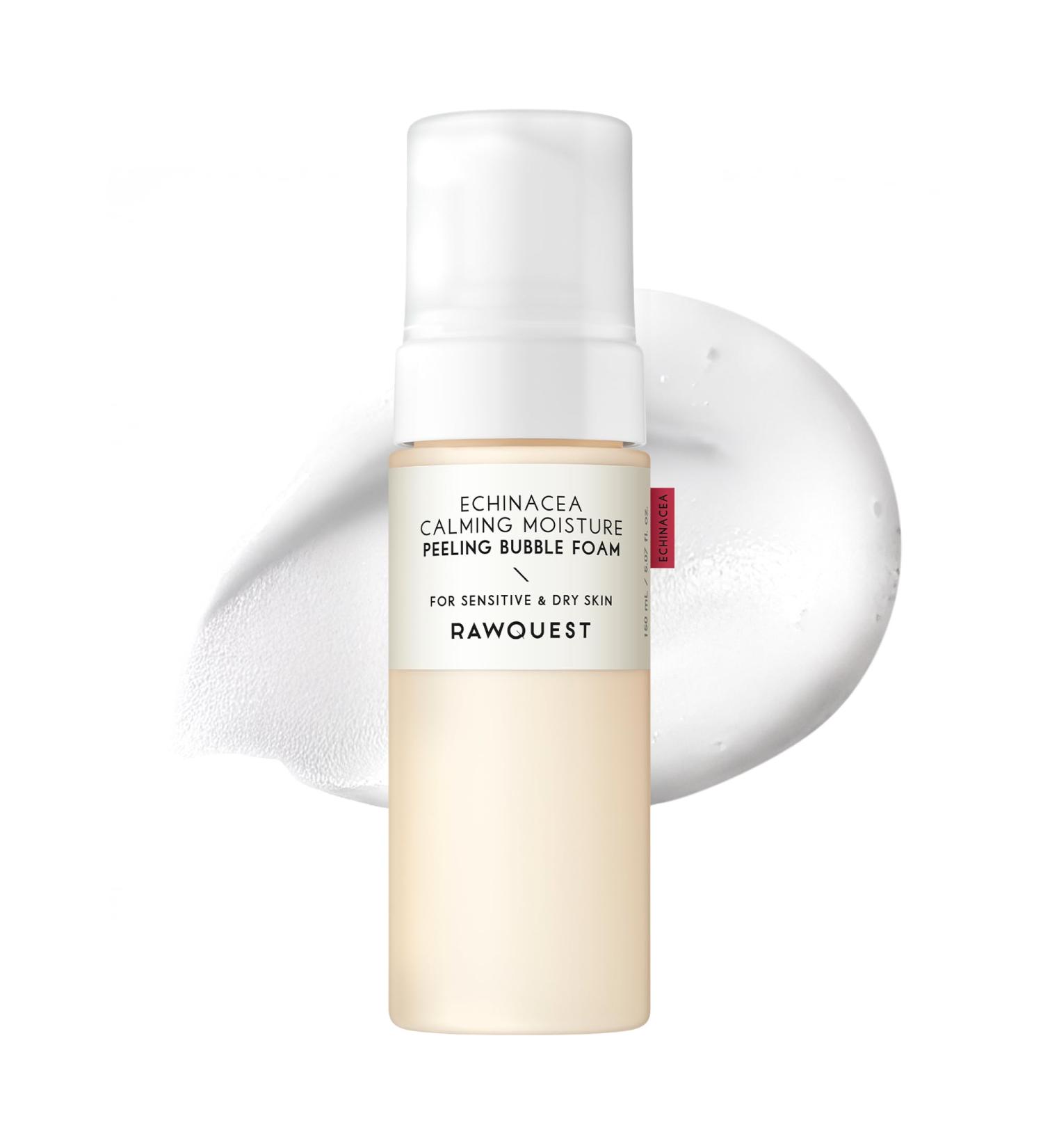 Rawquest Echinacea Peeling Cleansing Bubble Foam, AHA, PHA, LHA for Exfoliating, Echinacea Extract Soothing Skin, Cleansing, Improving Skin Texture, No Irritation, Skincare for Sensitive Skin, 150ml - Buy Online on GoSupps.com