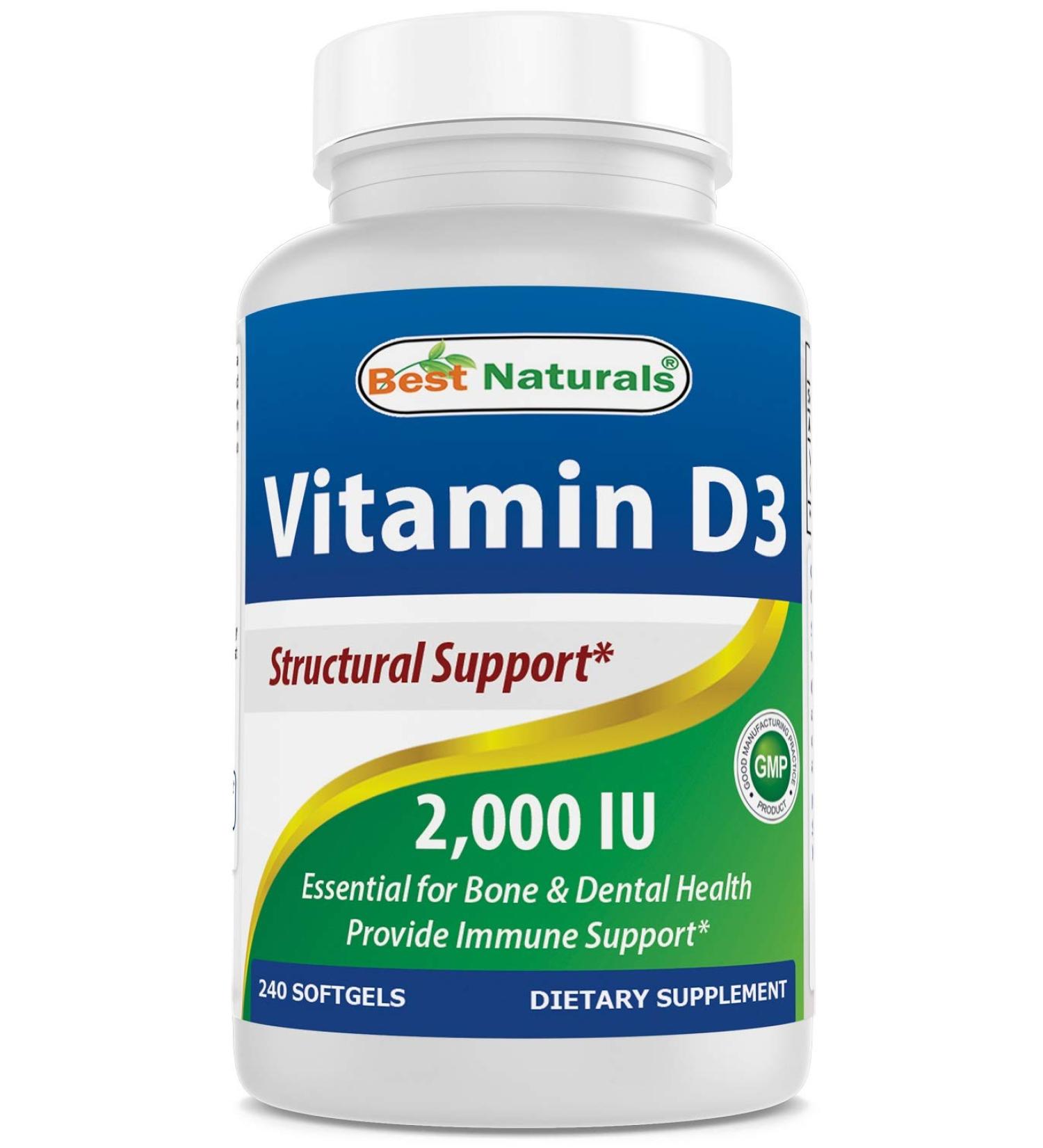 Best Naturals Vitamin D3 2000 IU 240 Softgels | High Potency Supplement - Buy Online on GoSupps.com