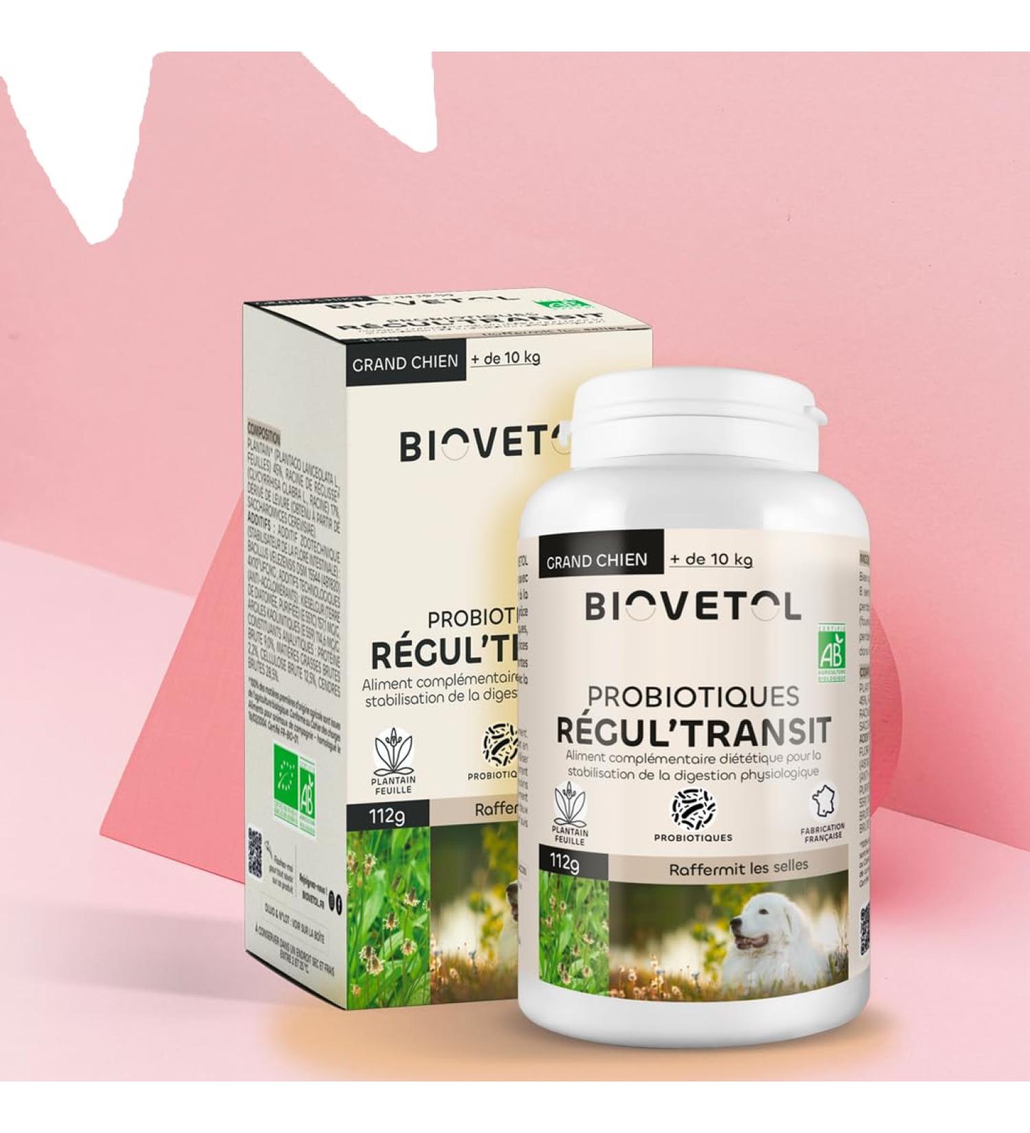 Biovetol - Probiotic Dog Bio Regul'Transit - Food Supplement for Dogs Special Transit - Large Dog (+ 10 kg) - 112 g