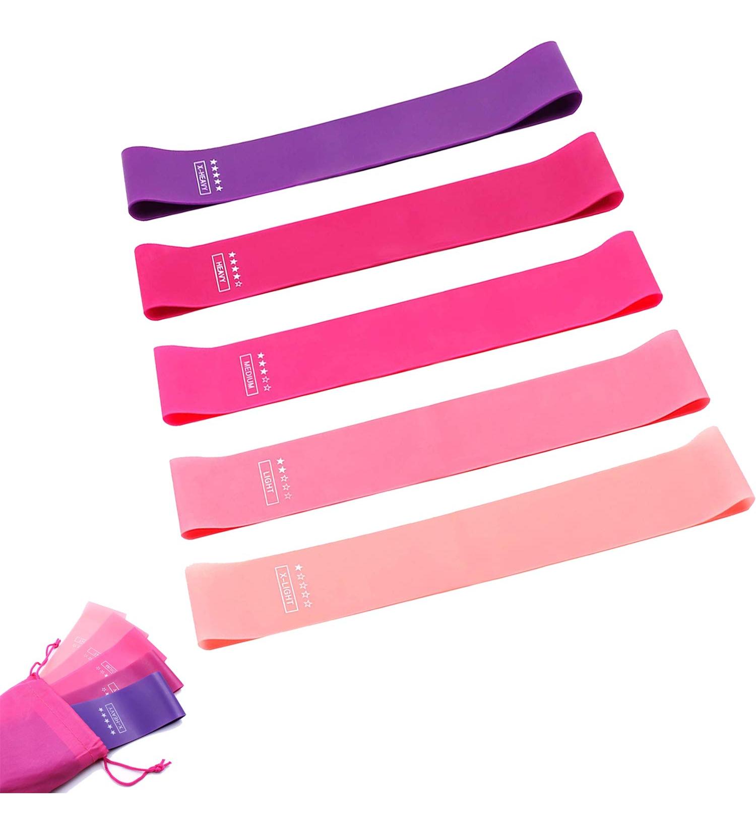 Resistance Bands 5 Pack Resistance Loop Exercise Bands with Carry Bag for Physical Therapy Rehab Yoga Pilates and Strength Training in Gym and Home - Buy Online on GoSupps.com