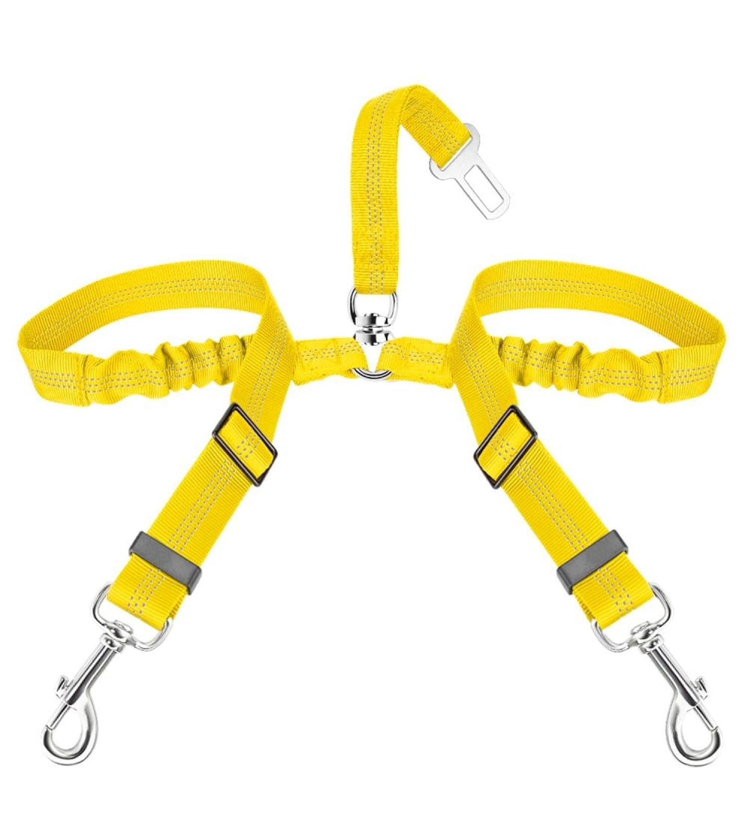 Slowton 2-in-1 Adjustable Dog Car Seat Belt | Tangle-Free Durable Elastic Reflective Safety Belt for Small Dogs - Travel with Ease - Buy Online on GoSupps.com