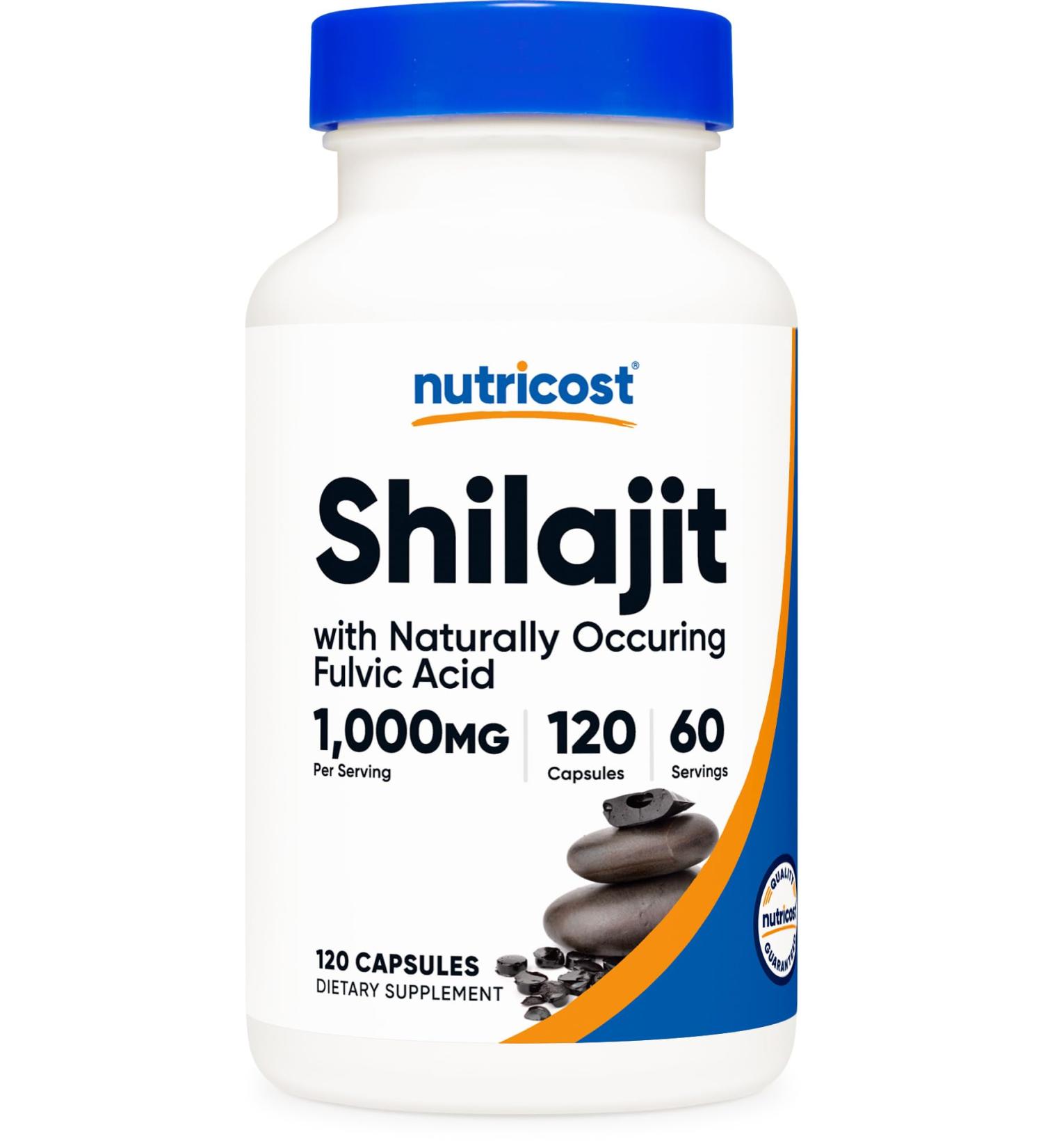 Nutricost Shilajit Capsules 1000mg - 120 Capsules | Fulvic Acid Extract - Gluten Free, Non-GMO, Vegan Dietary Supplement - Buy Online on GoSupps.com