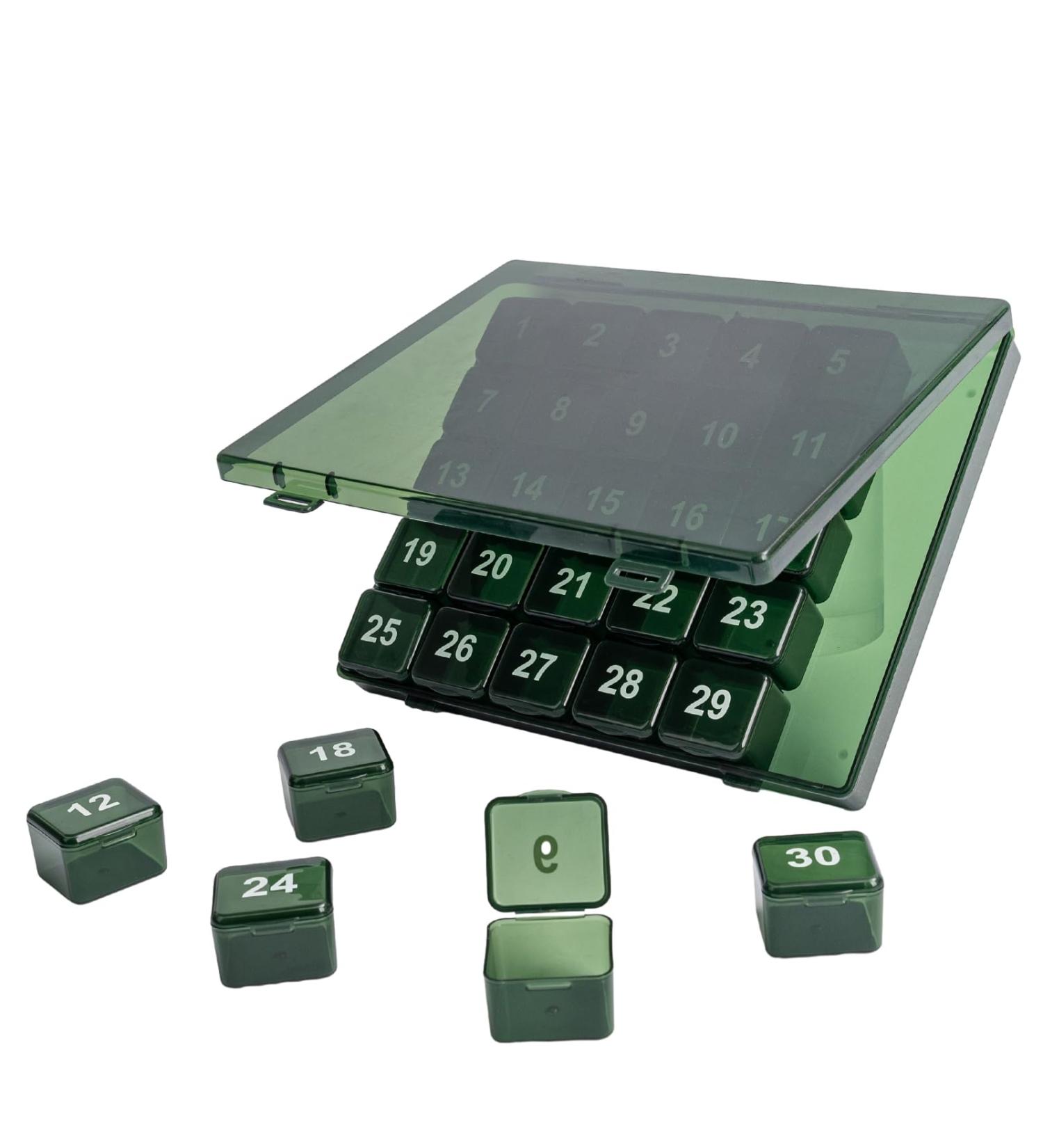 30 Day Large Pill Organizer - Moisture-Resistant Travel-Friendly Squeeze Open Design for Vitamins & Medicine (Dark Green - Buy Online on GoSupps.com