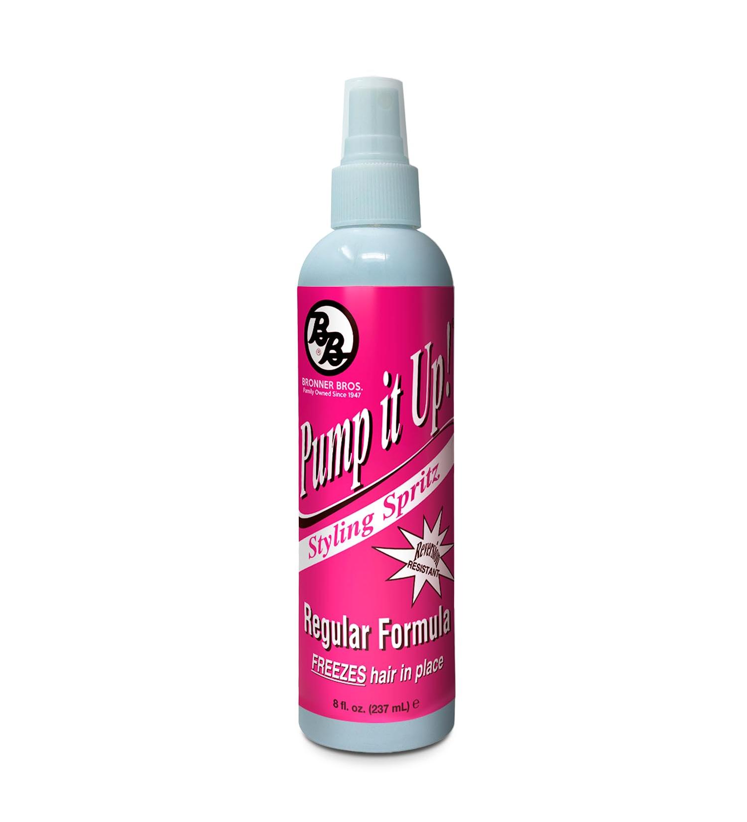 Bronner Bros Pump It Up Styling Spritz Regular 80% Fast-Dry Hair Spray with Vitamin B5 Silk Amino Acids & Proteins Flexible Hold Finishing Spritz Hairspray No Build-up or Stiffness 8oz - Buy Online on GoSupps.com
