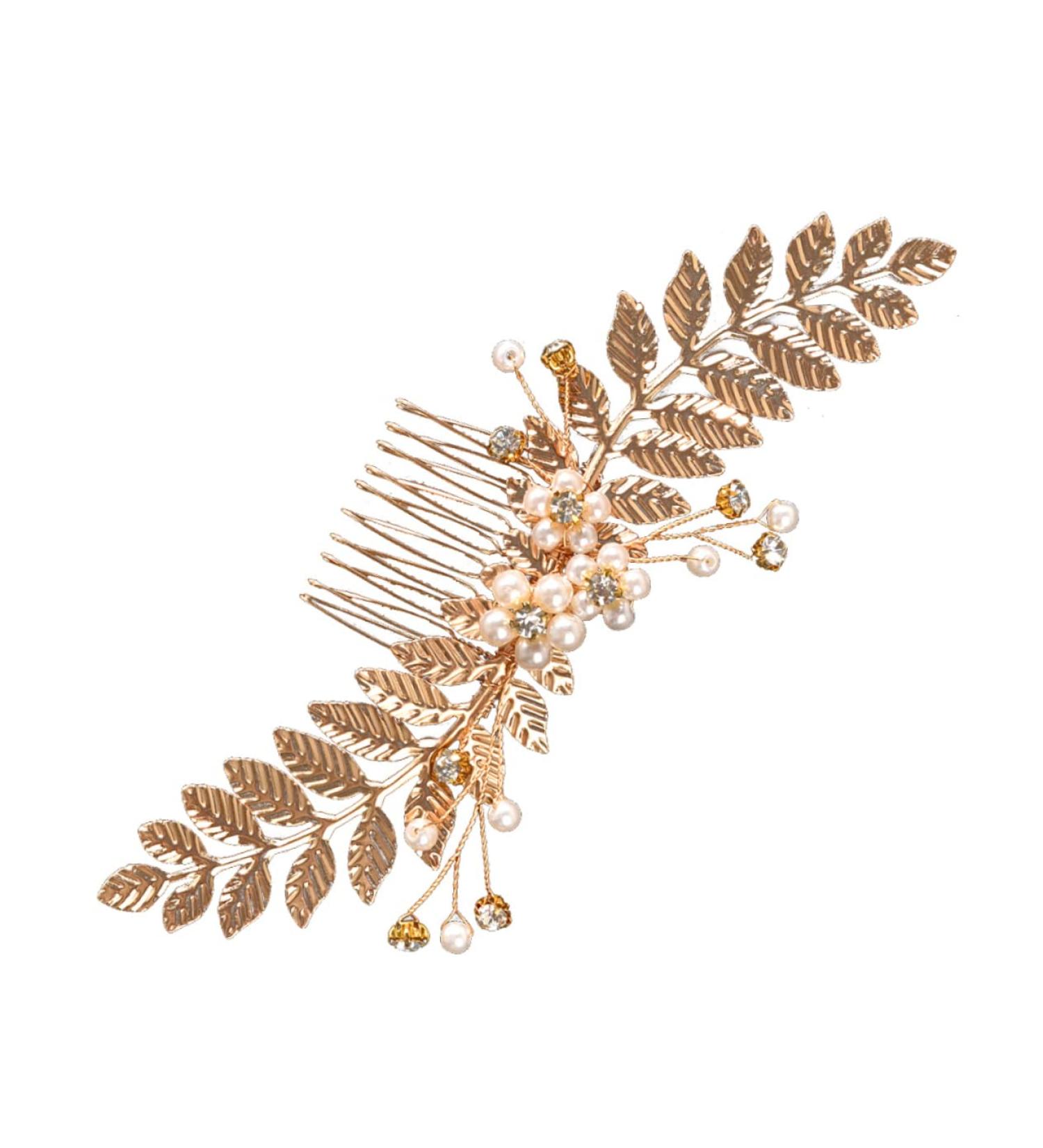 Angoily Pearl Comb Bride Headdress Crystal Hair Comb Hair Accessories Bride Hairpin Pearl Hairpin Bride Hair Comb Tiara Women's Grab The Drill Zinc Alloy European and American - Buy Online on GoSupps.com