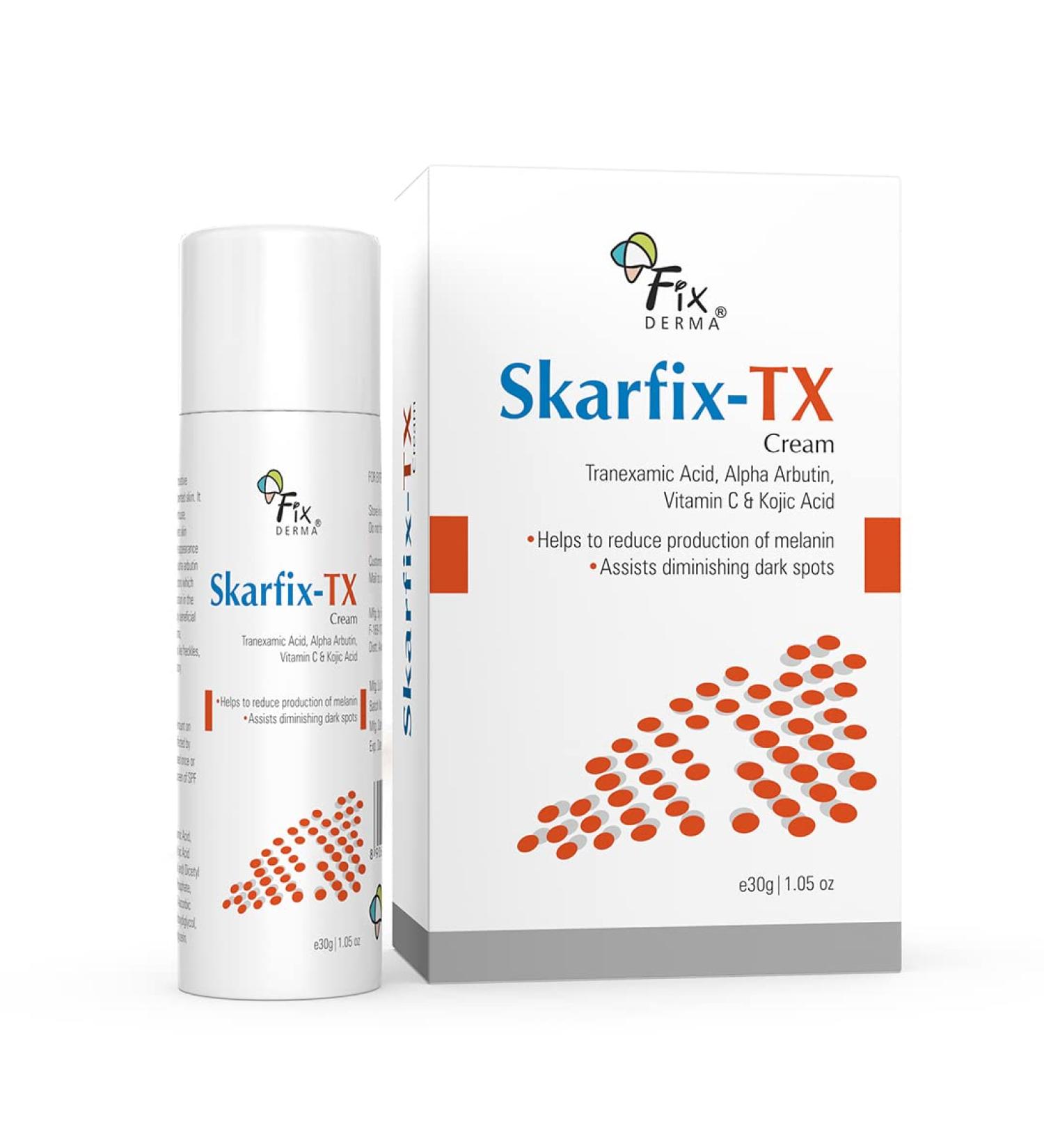 Fixderma 10% Tranexamic Acid SKARFIX -TX Face Cream For Melasma | Pigmentation Cream | Uneven Skin Tone Help to Reduce Dark Spots and Blemishes - 1.05 OZ - Buy Online on GoSupps.com