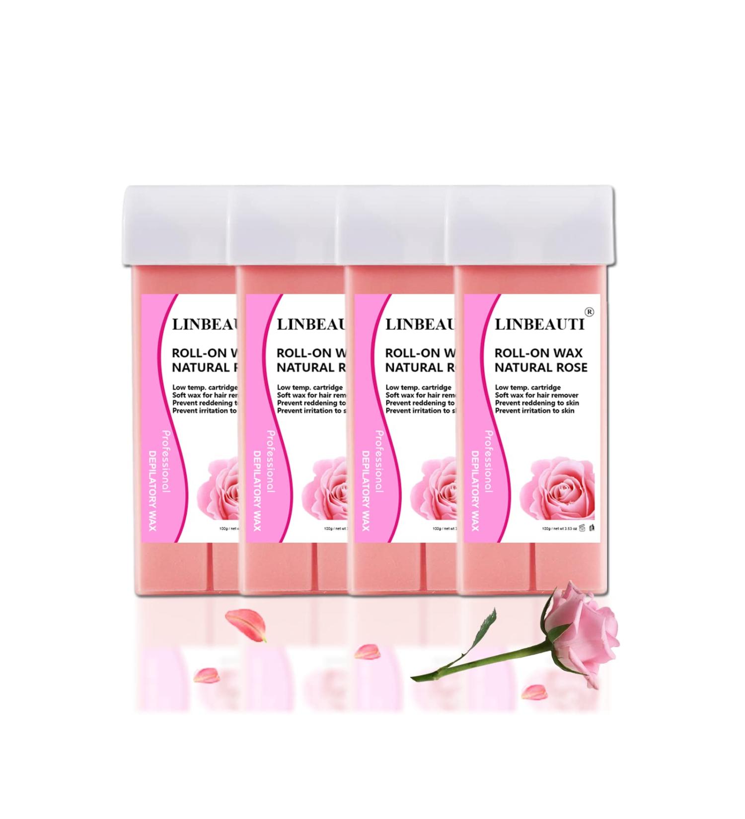 LINBEAUTI Rose Roll-On Wax Refill 4 Pack for Hair Removal - Ideal for Hands, Legs, and Bikini - Fits Wax Heaters - Buy Online on GoSupps.com