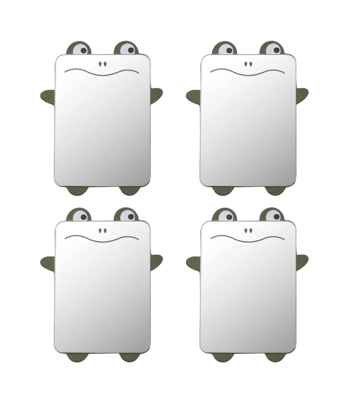 Ranzli 4 Pack Small Self Adhesive Compact Makeup Mirror - Cute Frog Design - Portable Mini Travel Mirror - PU Leather - Pocket Size Mirror Set - Buy Online on GoSupps.com