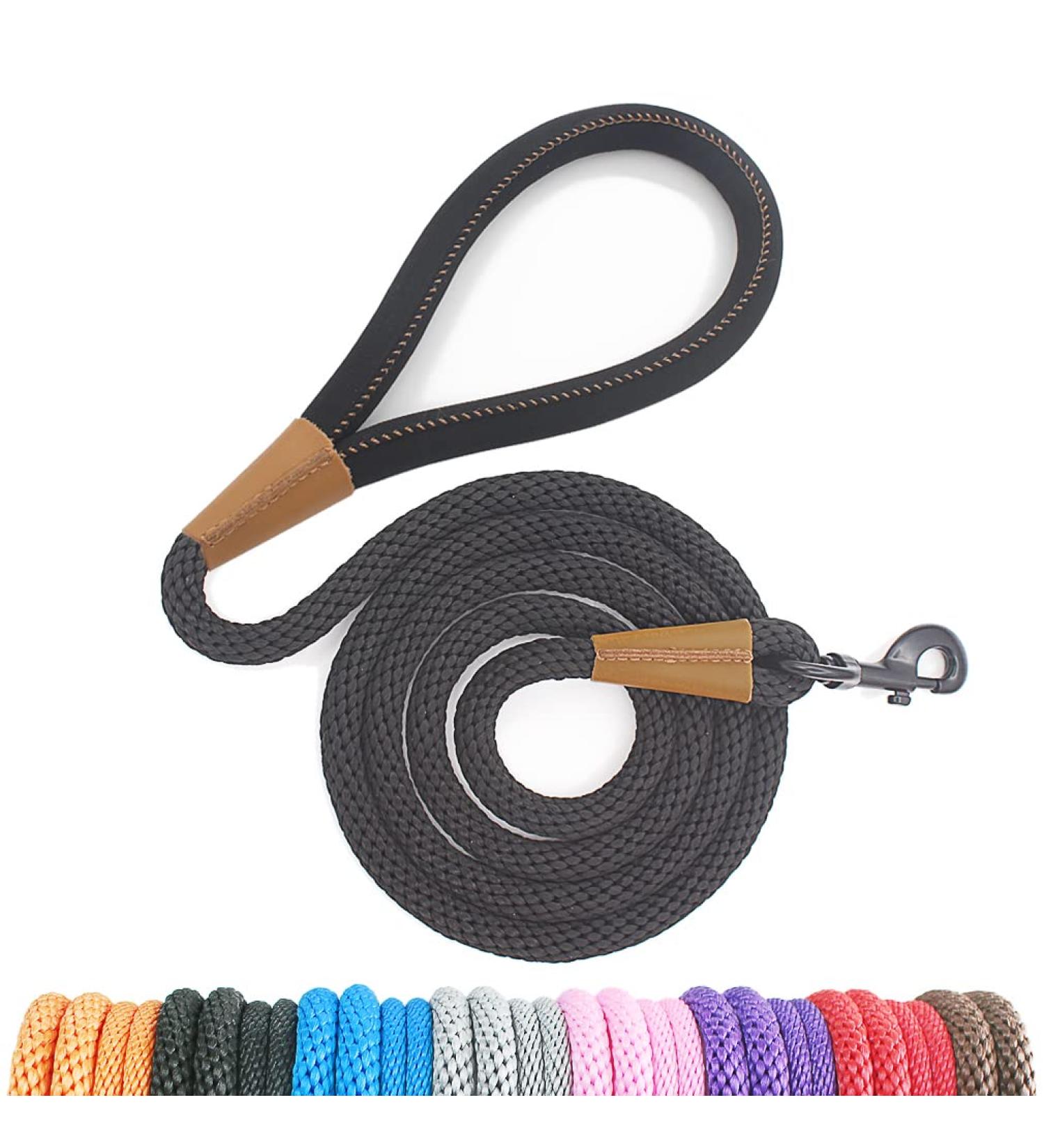 Buy Lynxking Tow Lines for Dogs - Retriebeleine for Small Medium & Large Dogs | Durable 1.3cm x 180cm Black with Carabiner Hook - Buy Online on GoSupps.com