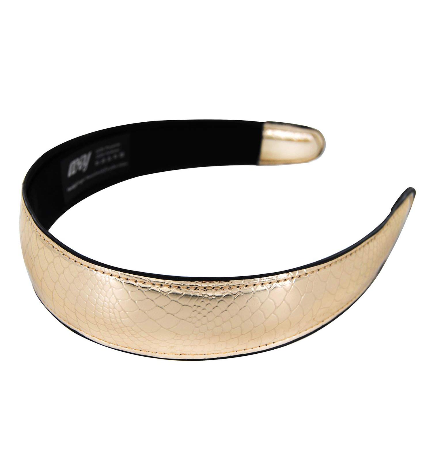 Shop AXY Crocodile Look Leather Headband - Vintage HRK3 Hairband in Classic Gold | International Shipping Available - Buy Online on GoSupps.com