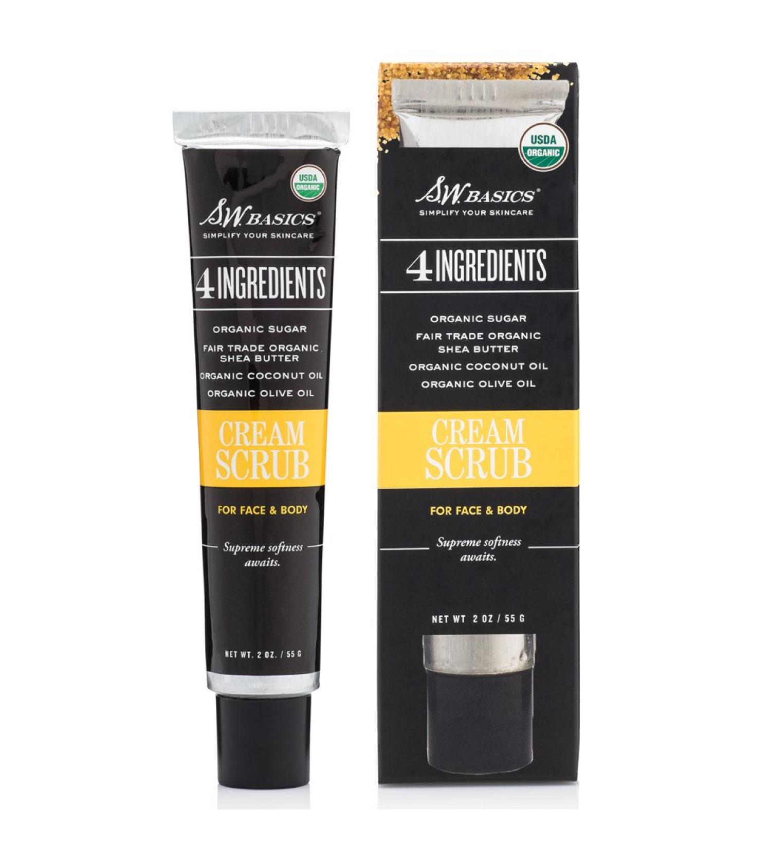S.W. Basics Organic Cream Scrub Exfoliator for Face & Body Hydrating Sugar Shea Butter & Oils 2 oz Cruelty-Free International Shipping - Buy Online on GoSupps.com