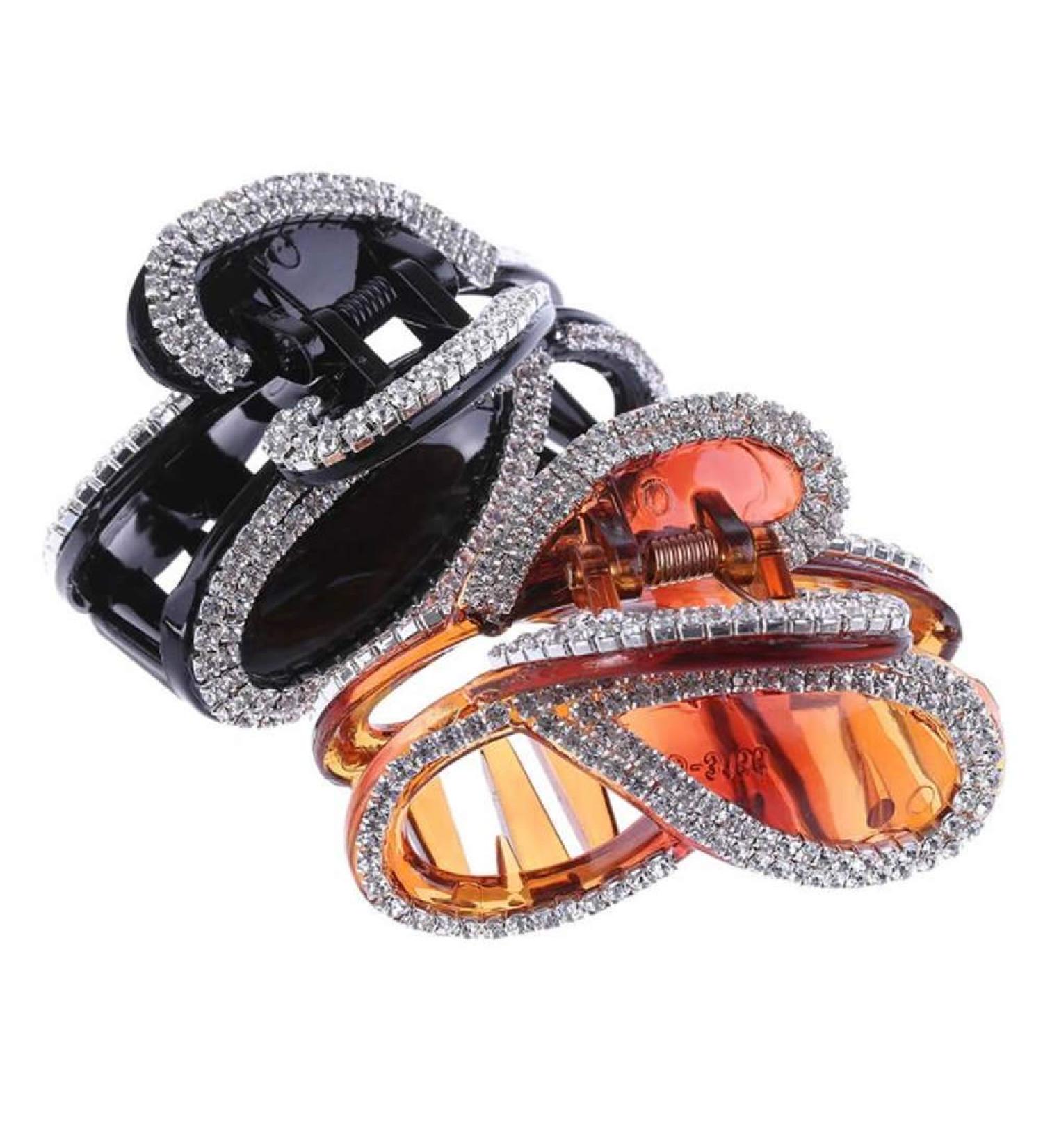 RAYNAG Set of 2 Rhinestone Claw Clips for Thick Hair - Black Brown - Buy Online on GoSupps.com