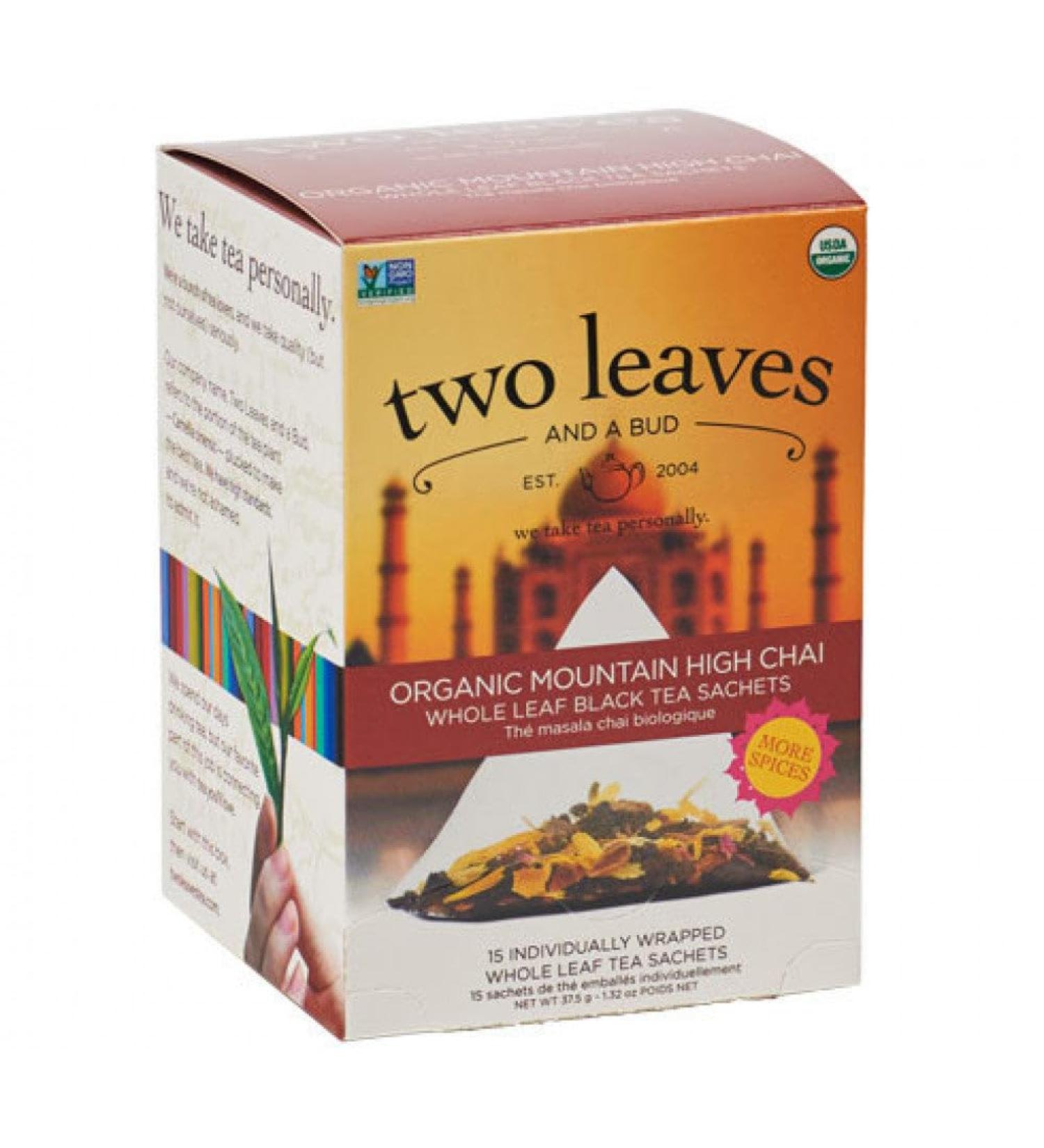 TWO LEAVES Certified Organic High Mountain Chai Tea Bags 15/Pack (sold as 2 packs/case)