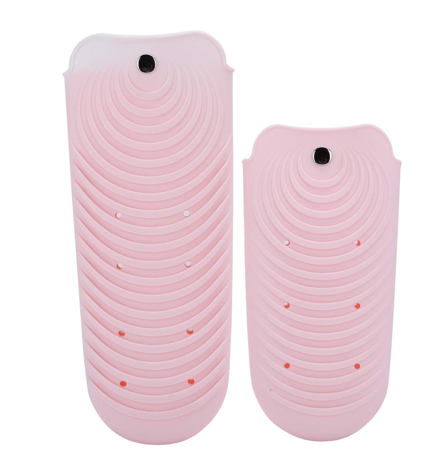 2 Pcs Heat Resistant Silicone Pouch Insulation Pink Gray Blue Heat Shield Holder Cover for Hair Straightener Crimping Iron Hair Waving Iron(Pink) - Buy Online on GoSupps.com