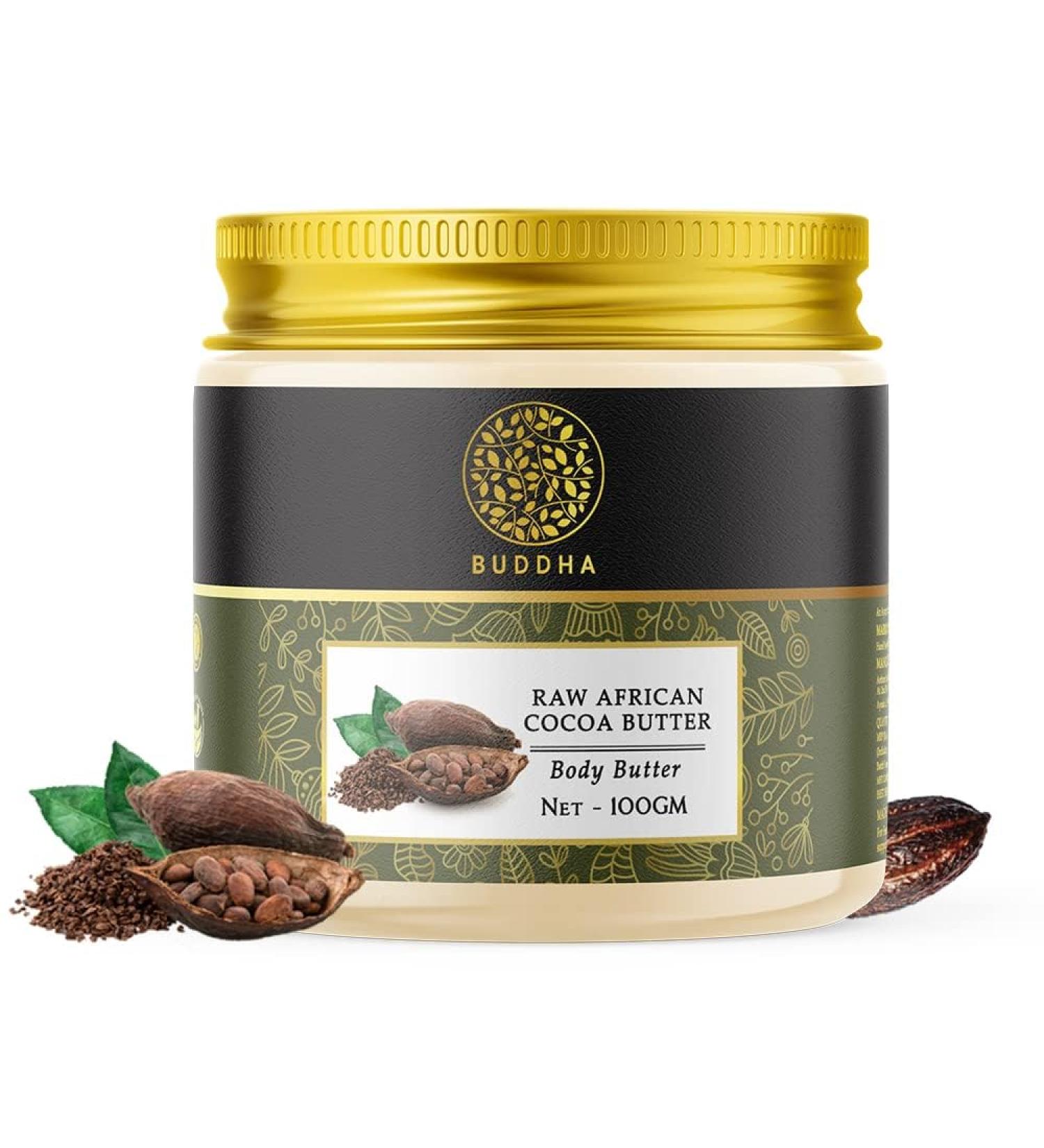 Buddha Natural African Cocoa Butter - 100% Pure Raw Skin Repair Cream | Dark Spot Remover | Unrefined Beauty Cream - 100 Grams | Ayush Certified - Buy Online on GoSupps.com