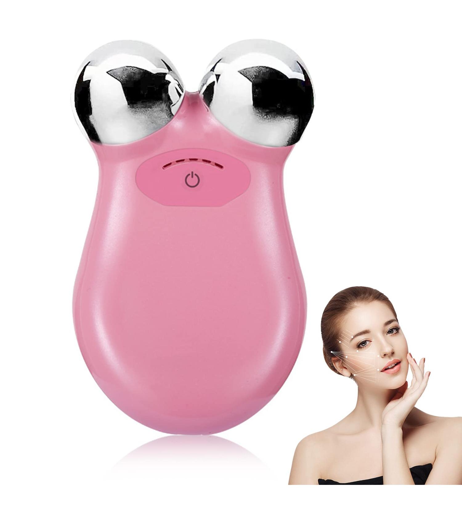 2023 New Microcurrent Face Roller - Lift and Tighten Skin | USB Mini Facial Rejuvenation Device in Pink - Buy Online on GoSupps.com