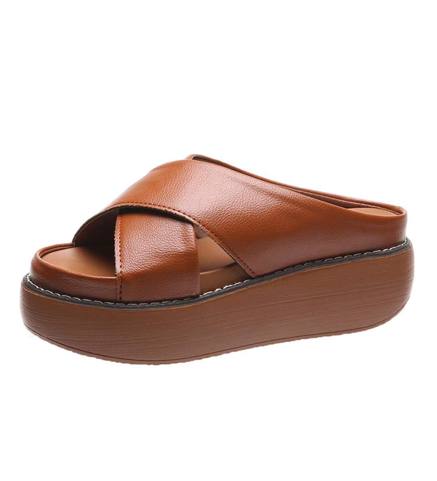 Summer Women's Wedge Heel Sandals - Casual Slip-On Plateau Footbed Open Toe Non-Slip - EU Size 36 - Buy Online on GoSupps.com