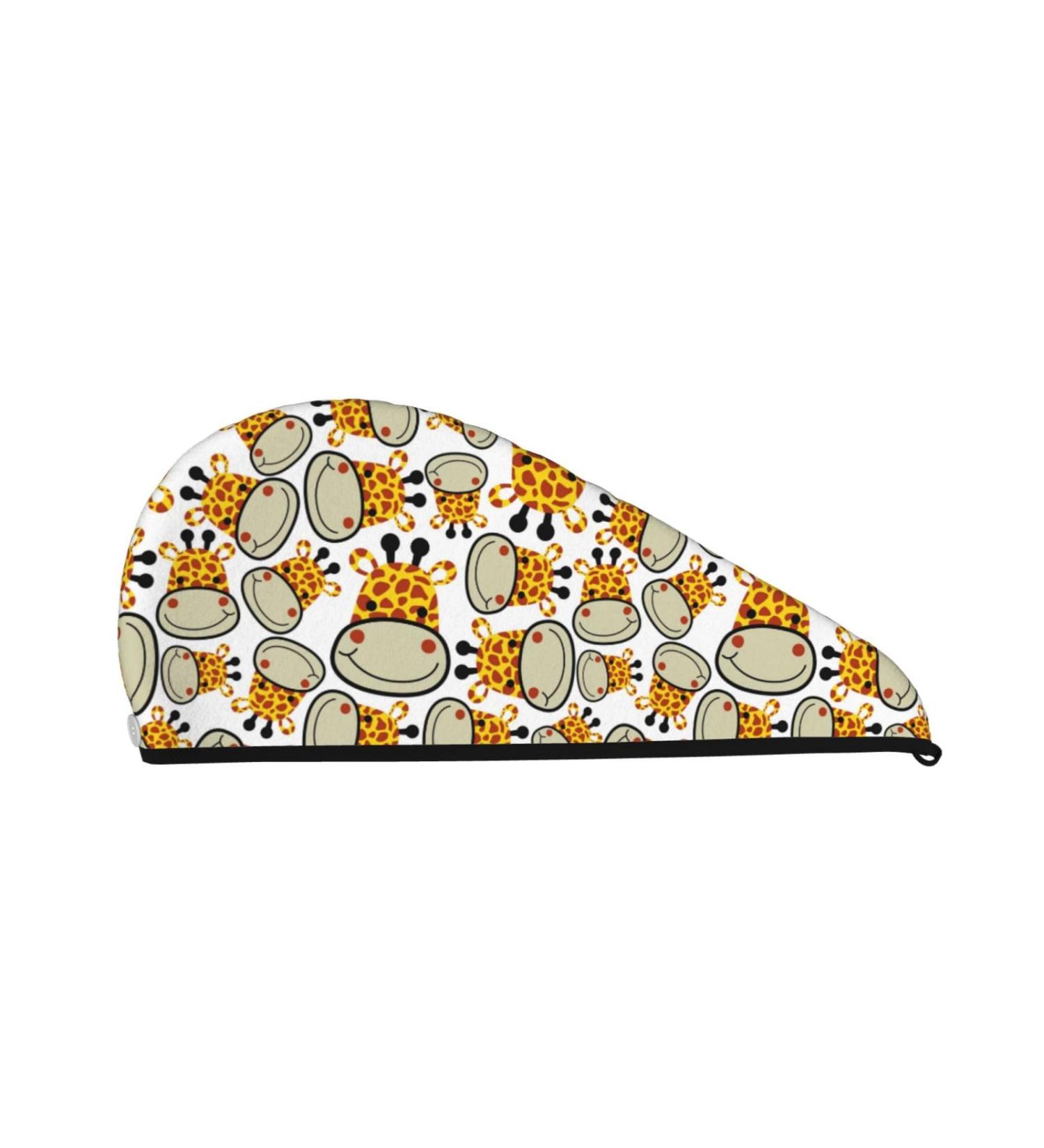 Hair Towel Wrap - Quick Drying Towel Turban with Button for Effortless Hair Drying - Giraffe Design - Buy Online on GoSupps.com