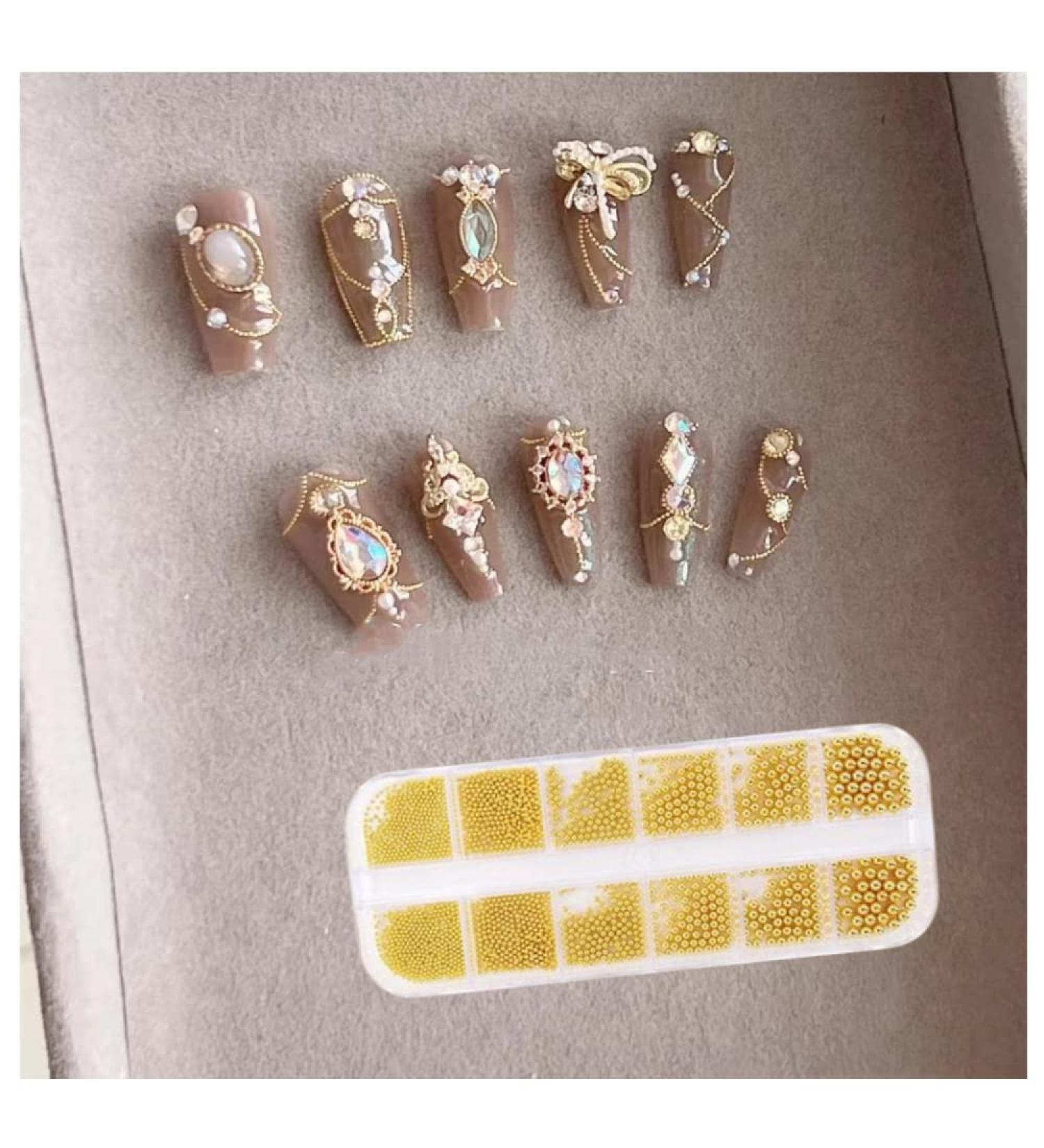 Feifei S Bow 3D Nail Art Decorations Tool - Mini Micro Steel Nail Beads in Gold Box (6 Sizes) - Buy Online on GoSupps.com