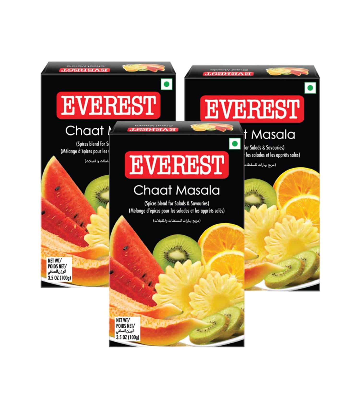 Everest Various Seasoning Masala Powder - A Mixture of Spices Adds Taste - Aromatic & Enhances the flavor of the meal - Simplifies & Speeds Up The Cooking Process (Chaat Masala 100g Pack of 3)