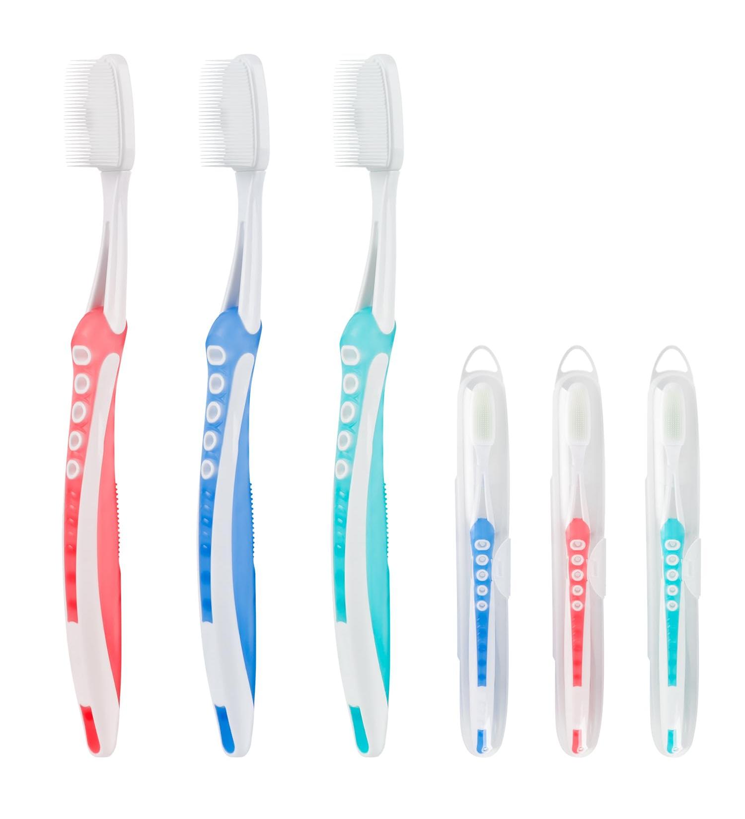 Newday Nano Toothbrushes - Soft Bristle Silicone Travel Set for Sensitive Teeth & Gums | Individually Wrapped | 3 Box Multi-Color - Buy Online on GoSupps.com