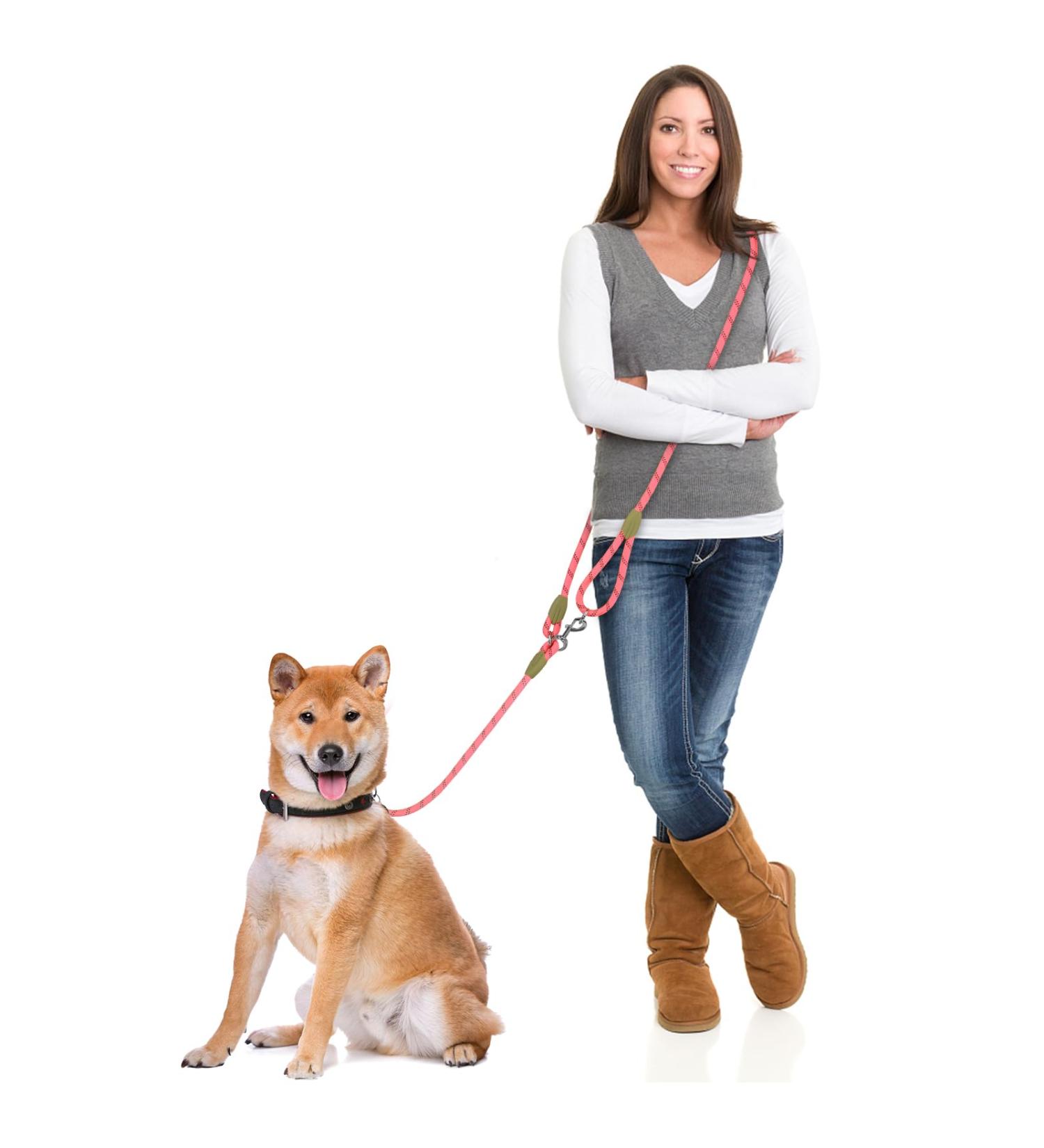 Hands Free Dog Leash - 220cm Reflective Crossbody Leash for All Dog Sizes - Perfect for Jogging & Running - Pink - Buy Online on GoSupps.com