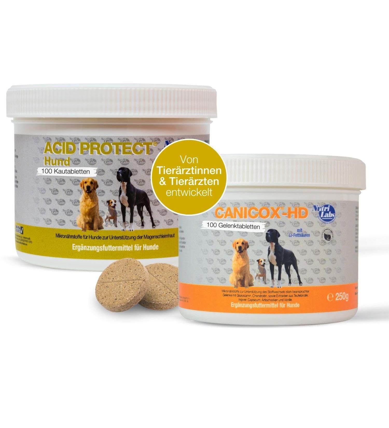 Nutrilabs Canicox HD Journey Tablets - Joint Support for Dogs with Glucosamine Chondroitin & Stomach Herbs - 100 Chewable Tablets - Buy Online on GoSupps.com