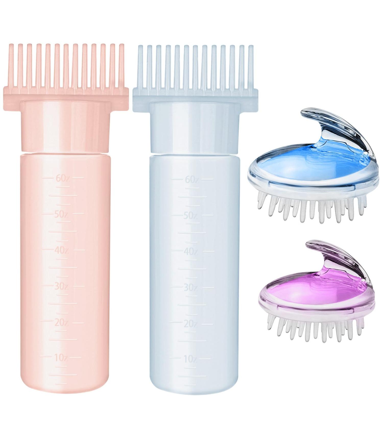 4-Piece Root Ridge Applicator Bottle Set | 180ml Hair Oil & Scalp Massage Brush for Effortless Hair Application | Hairdressing Tools & Self-Coloring Essentials - Buy Online on GoSupps.com