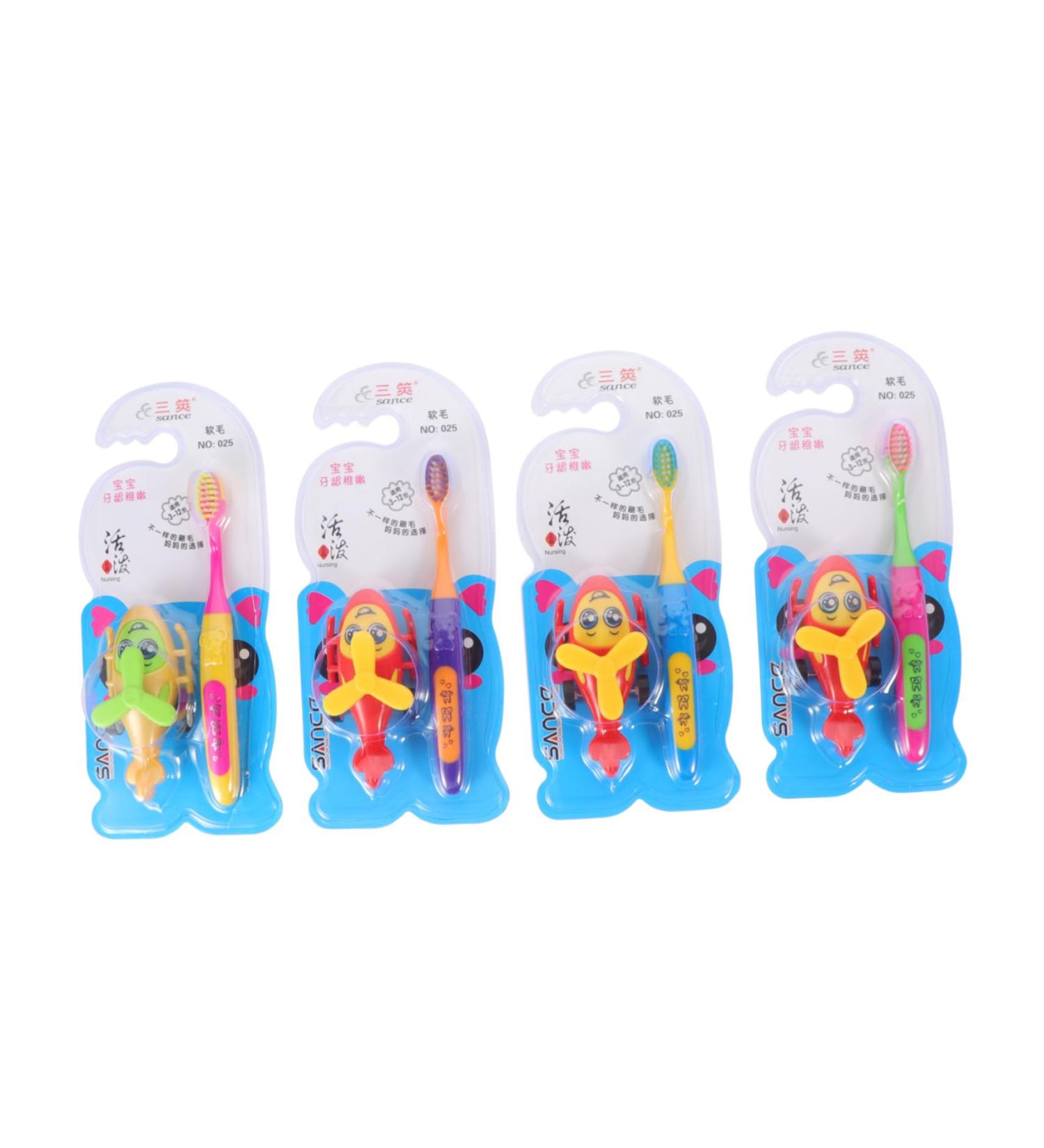 Minkissy Children's Toothbrush Set - 4 Soft Cartoon Manual Oral Cleaning Tools for Kids - Buy Online on GoSupps.com