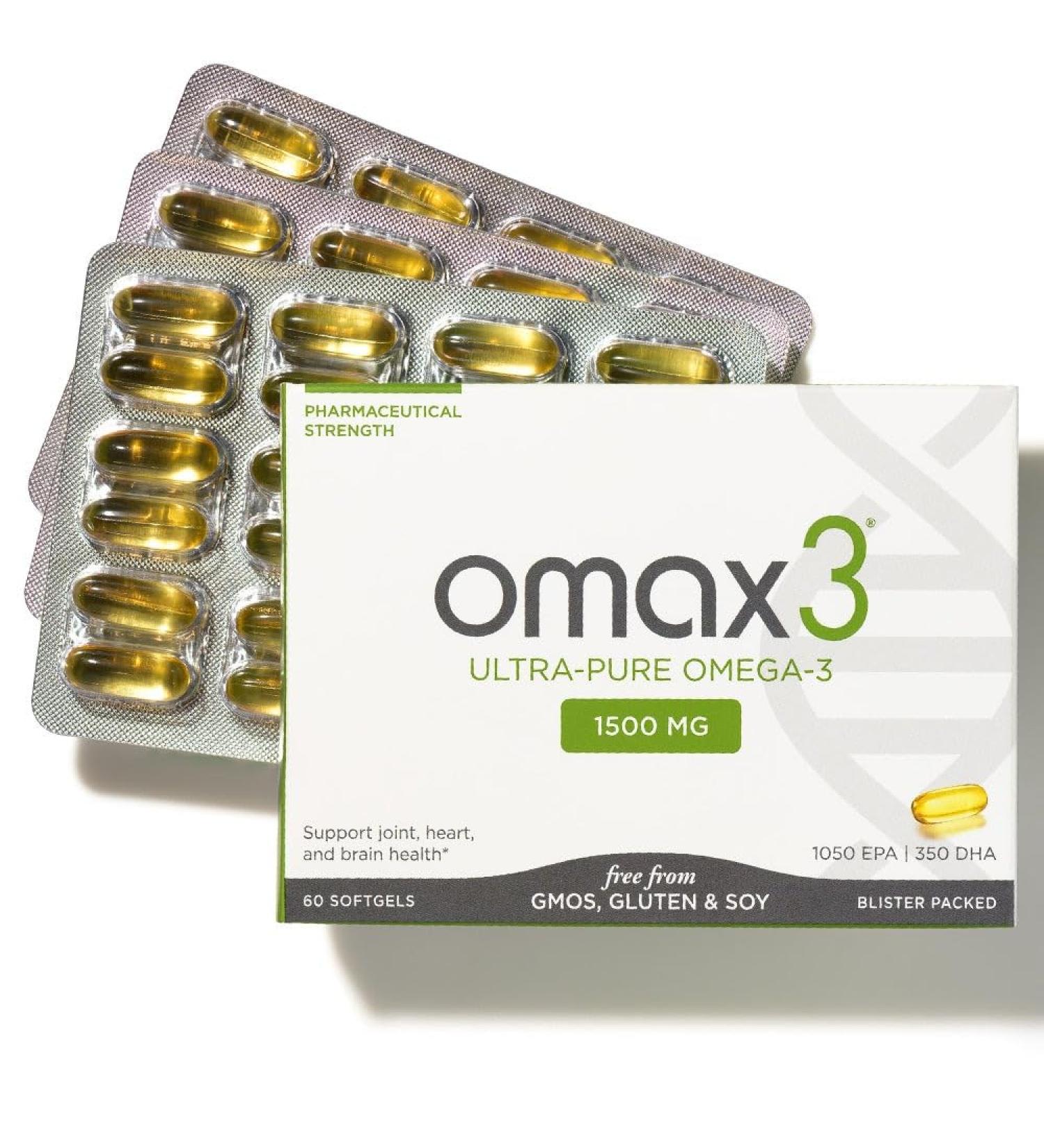 Omax3 Natural Omega 3 Fish Oil Pills 1500 MG EPA DHA - Omega3 Fatty Acid Supplements- Gluten Free Wild Caught Non GMO 30-Day Supply Blister Packed (1 Box) 60 Count (Pack of 1) - Buy Online on GoSupps.com